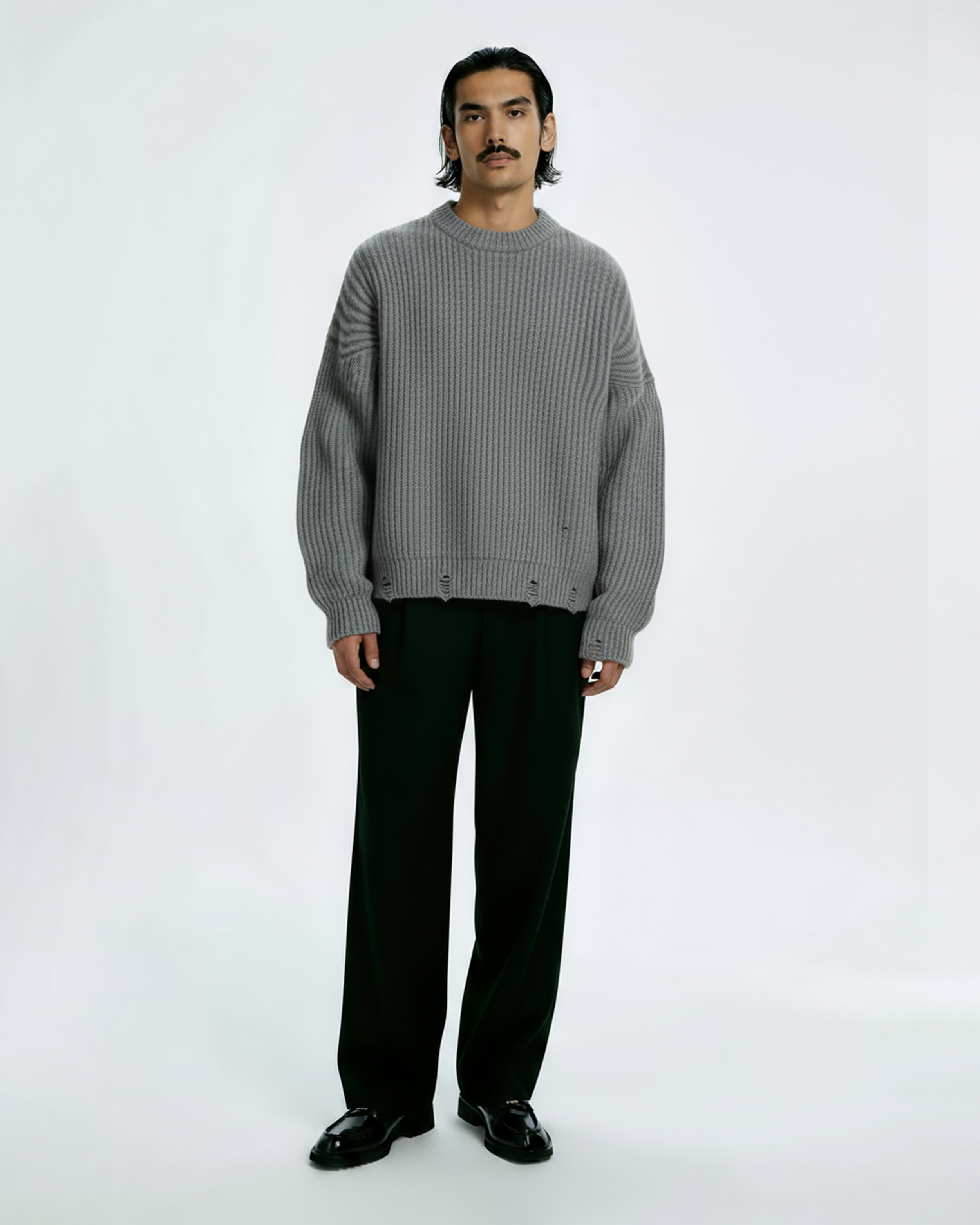 Grey ripped knit