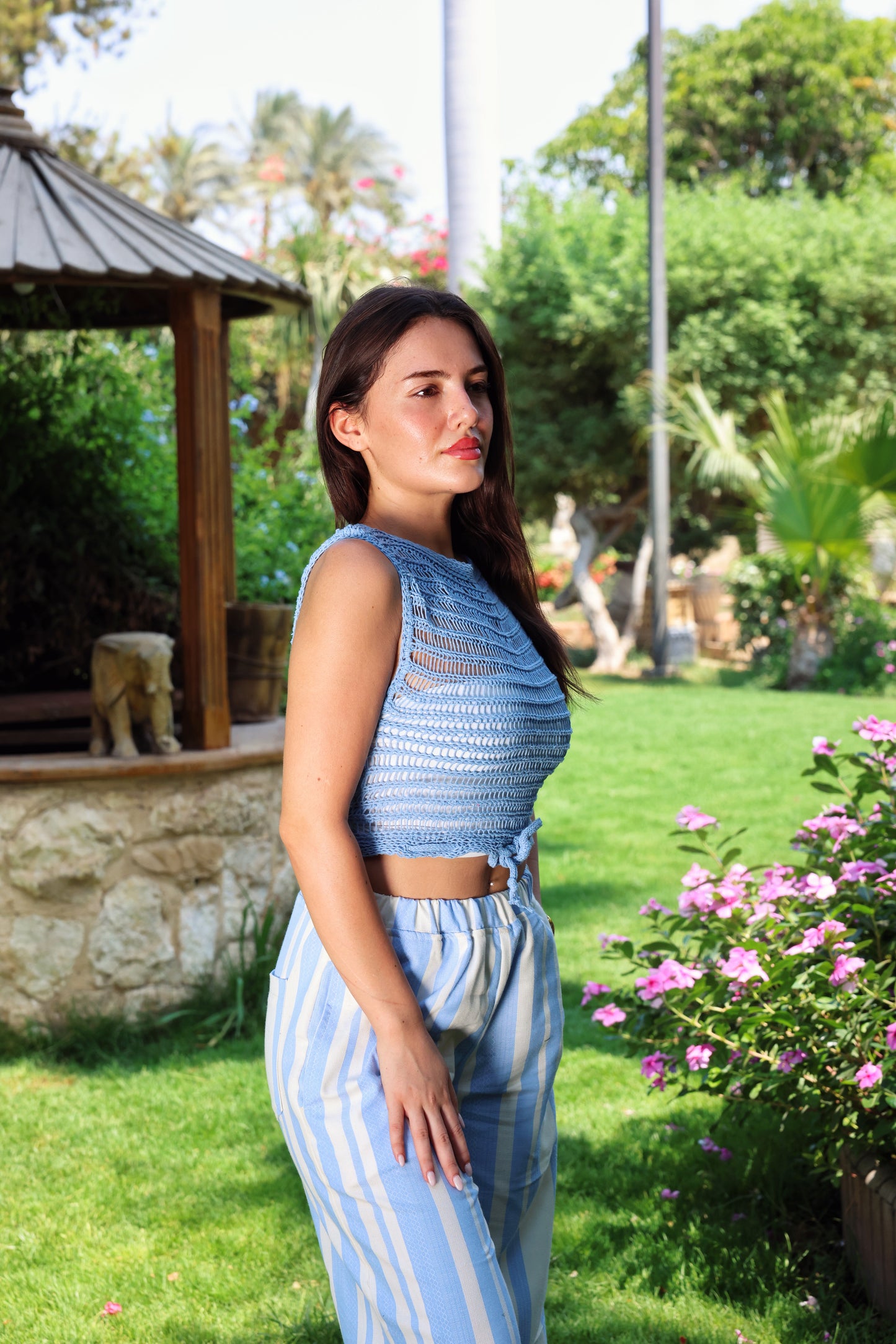 CROPPED KNITTED TOP BABYBLUE