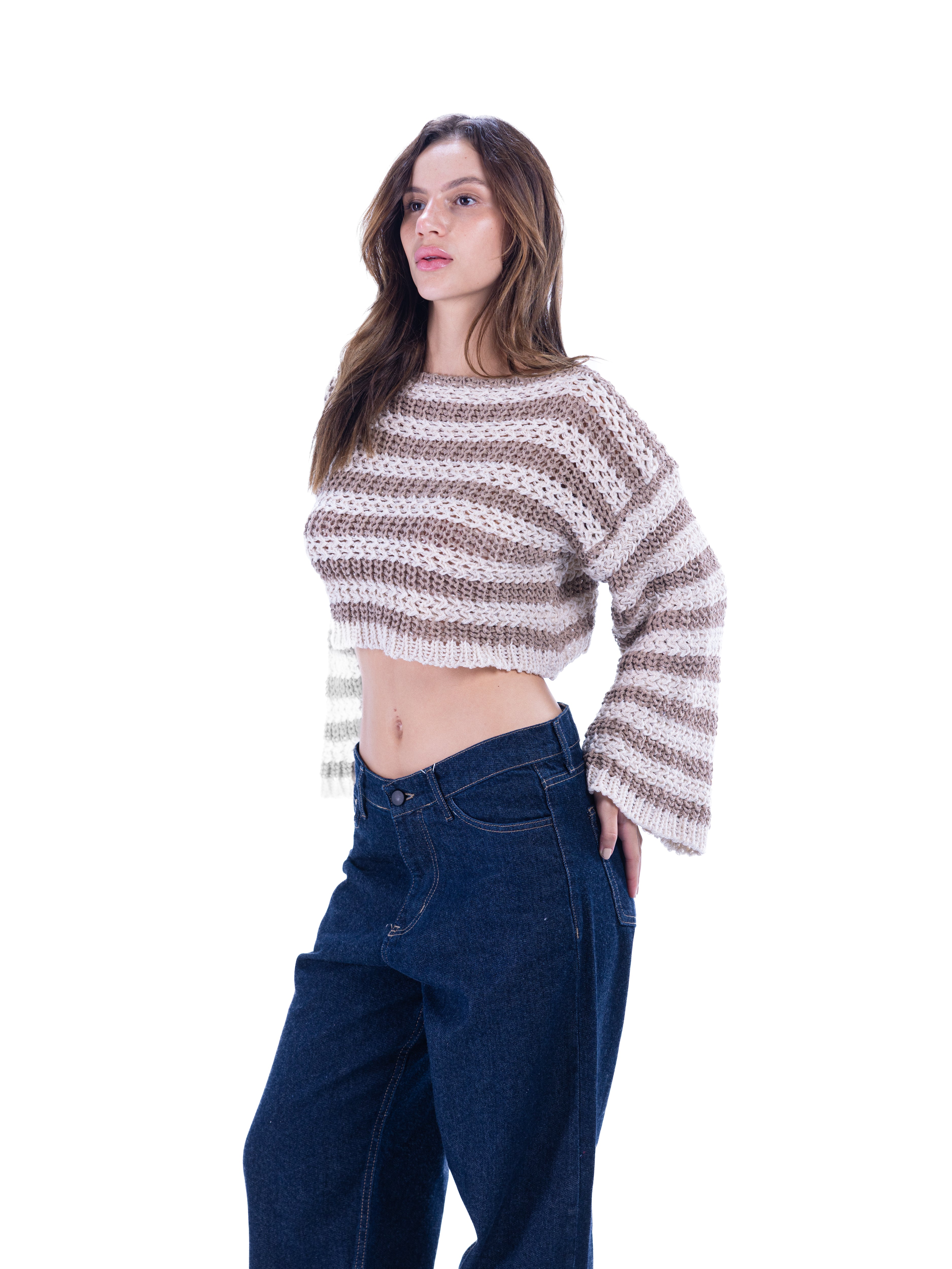 Oatmeal ripple cropped sweater