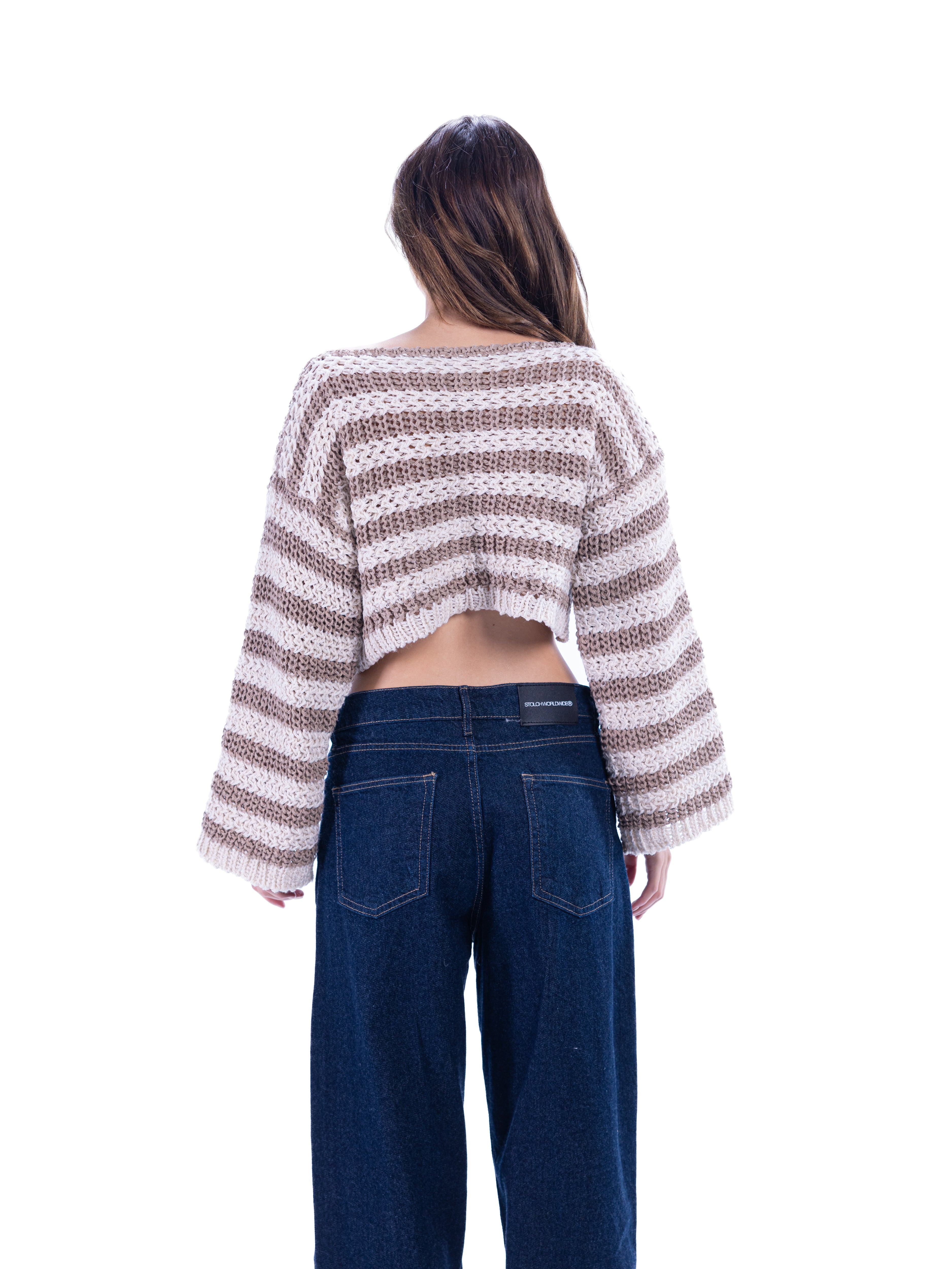 Oatmeal ripple cropped sweater