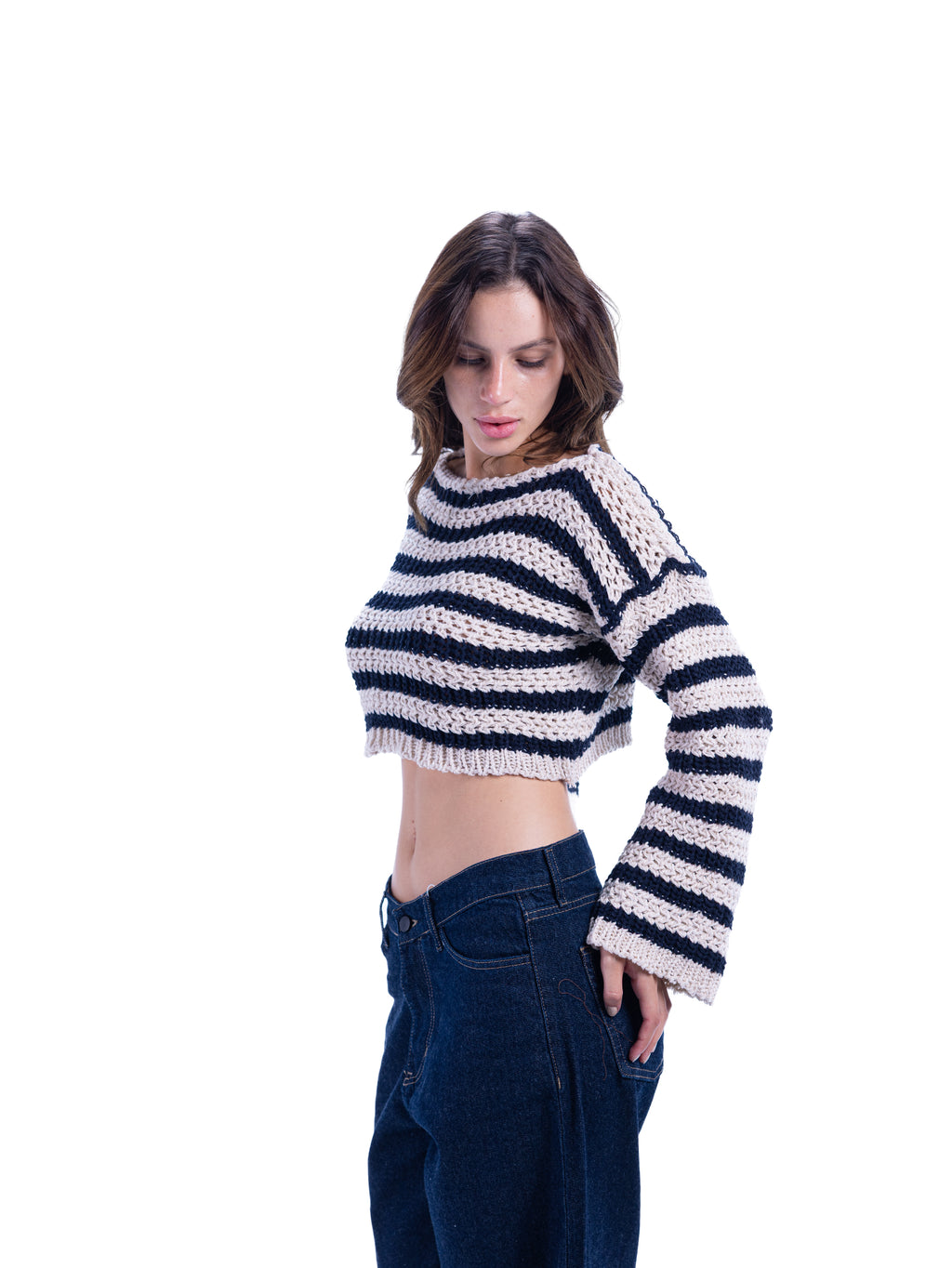 Midnight ripple cropped sweater