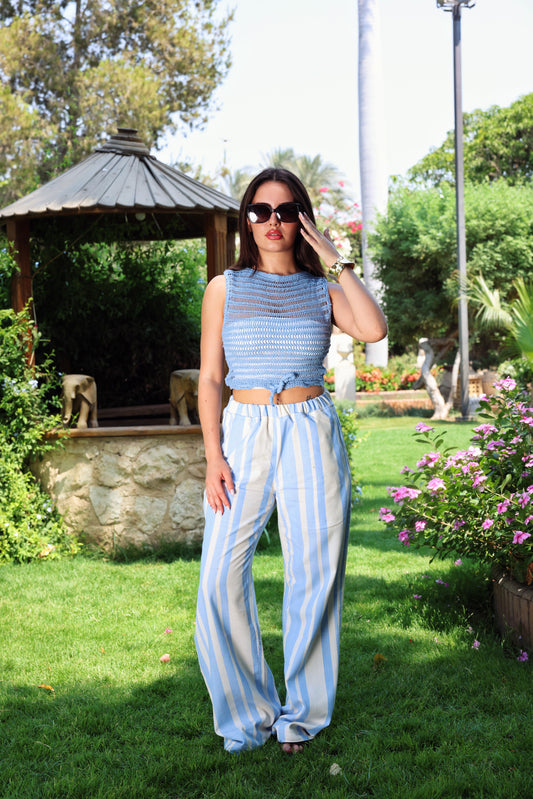 LINES PANTS IN BABY BLUE