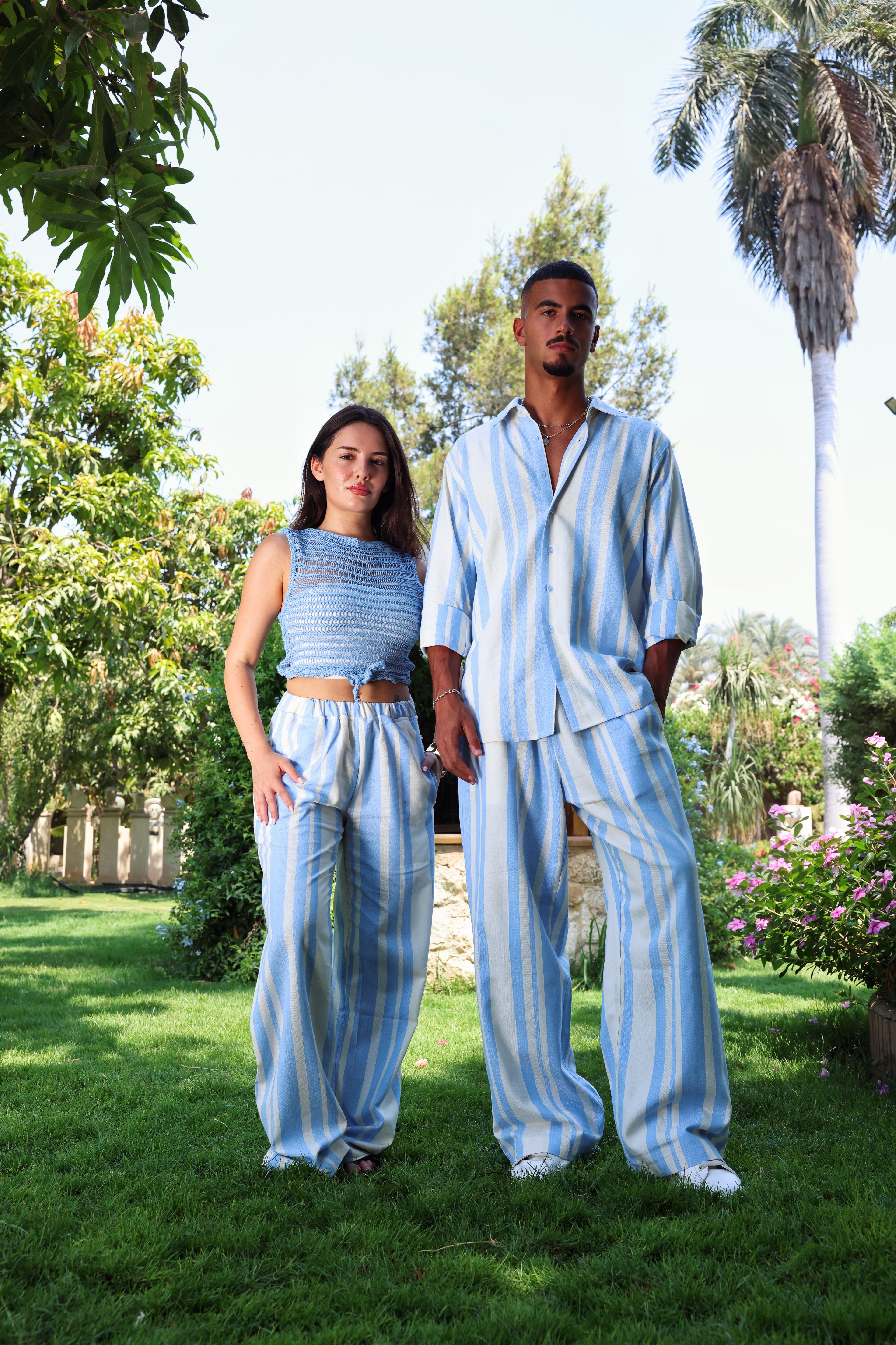 FULL LINES LINEN SET IN BABY BLUE
