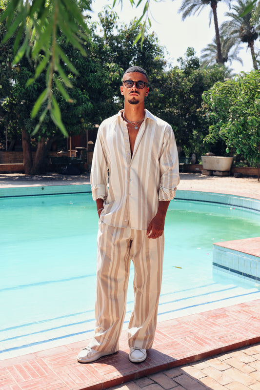 FULL LINES LINEN SET IN BEIGE