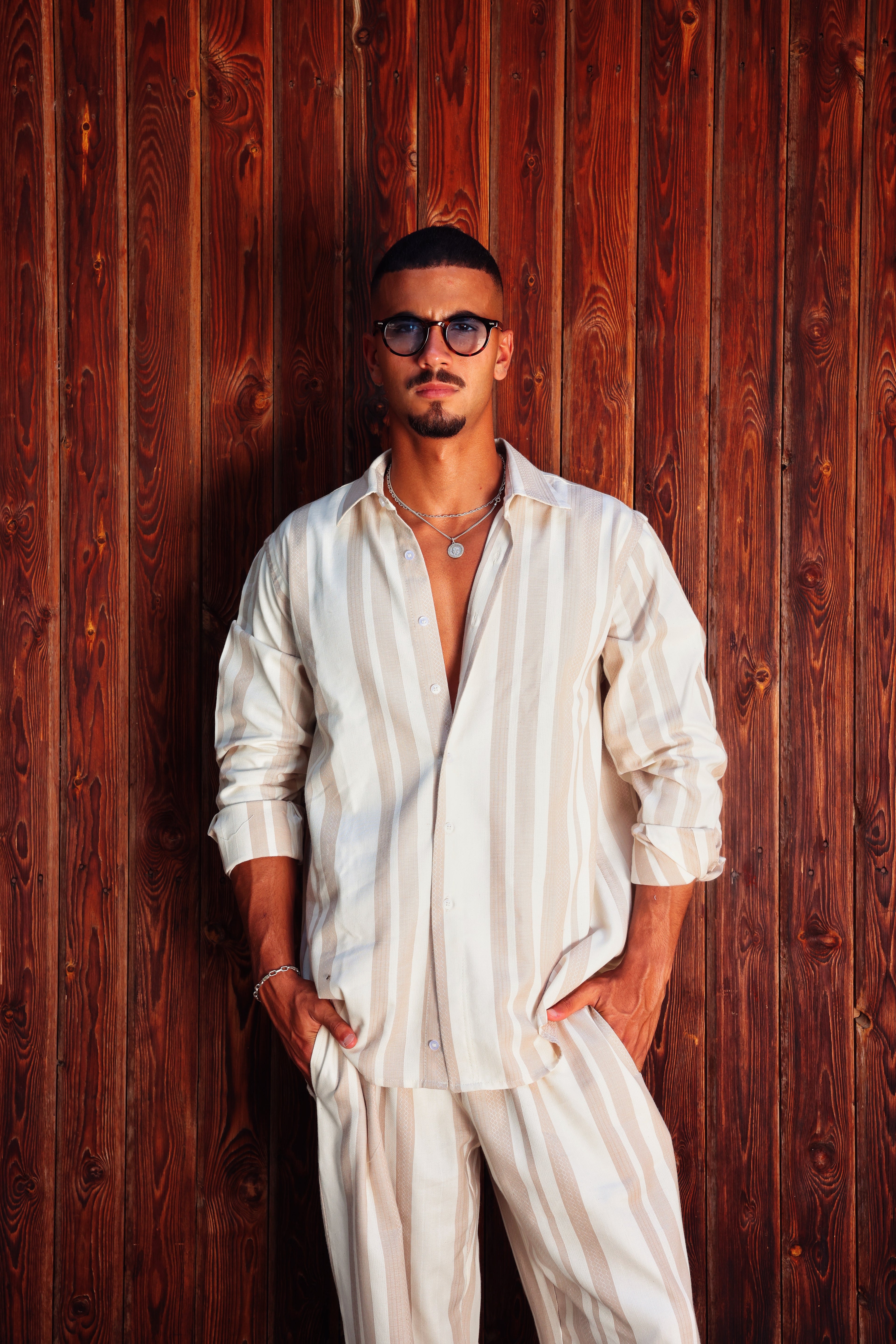LINES CHEMISE IN BEIGE