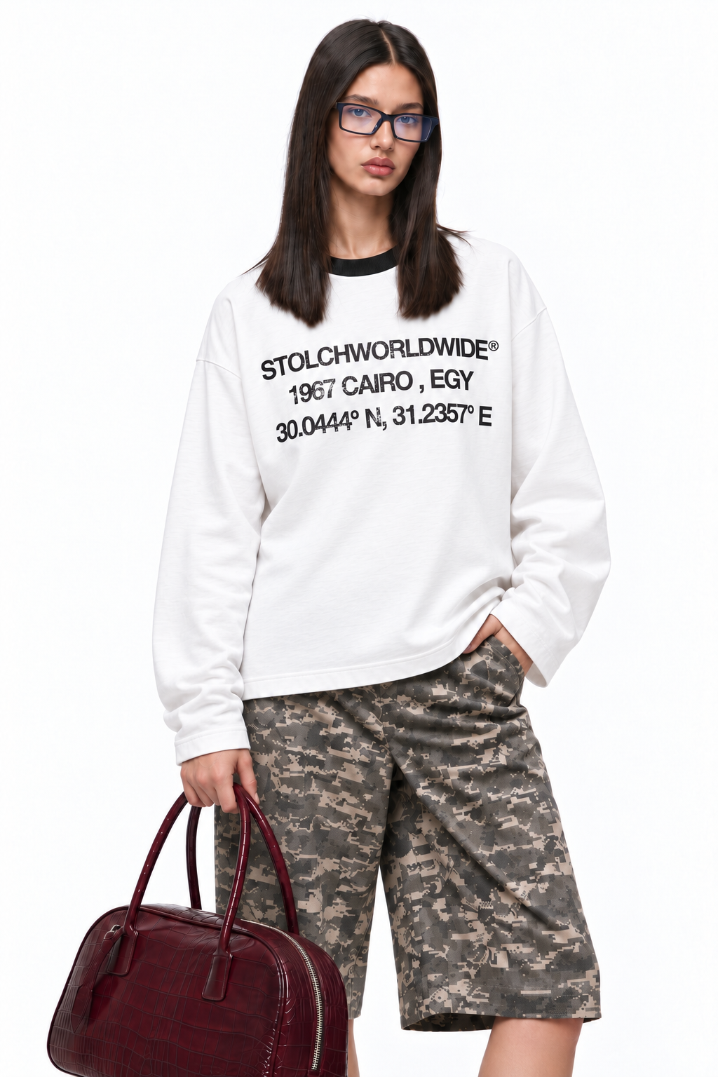STOLCH 1967 Cairo Long Sleeve — White with black collar, variation