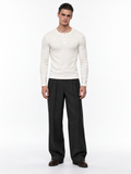 STOLCH Ribbed Henley in Off White — front