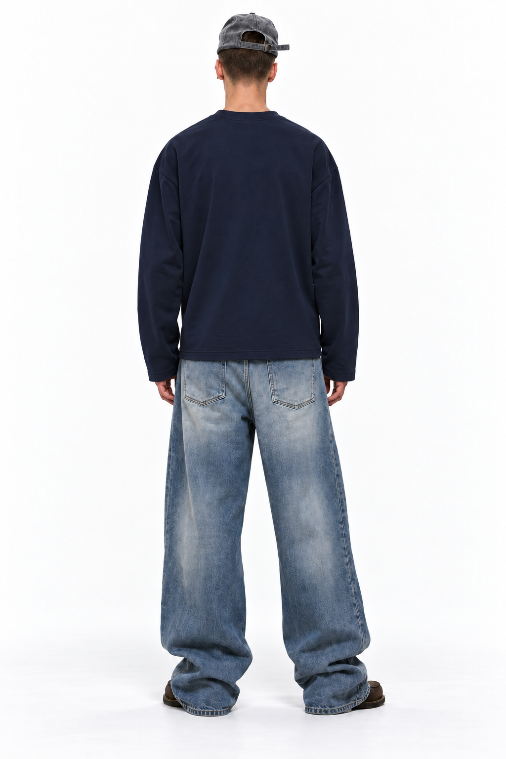 STOLCH 1967 Cairo Long Sleeve — Navy with yellow print, back