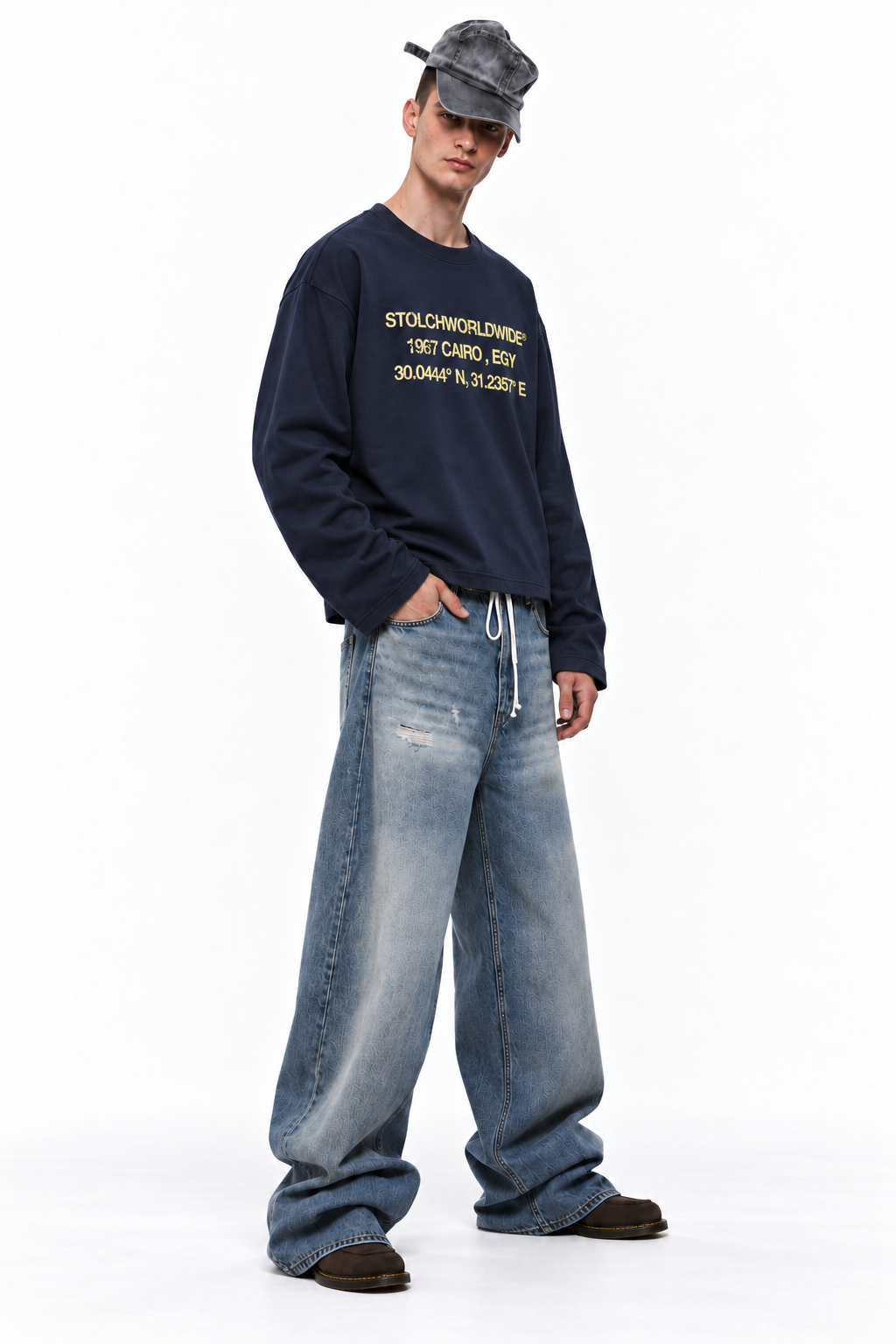 STOLCH 1967 Cairo Long Sleeve — Navy with yellow print, variation
