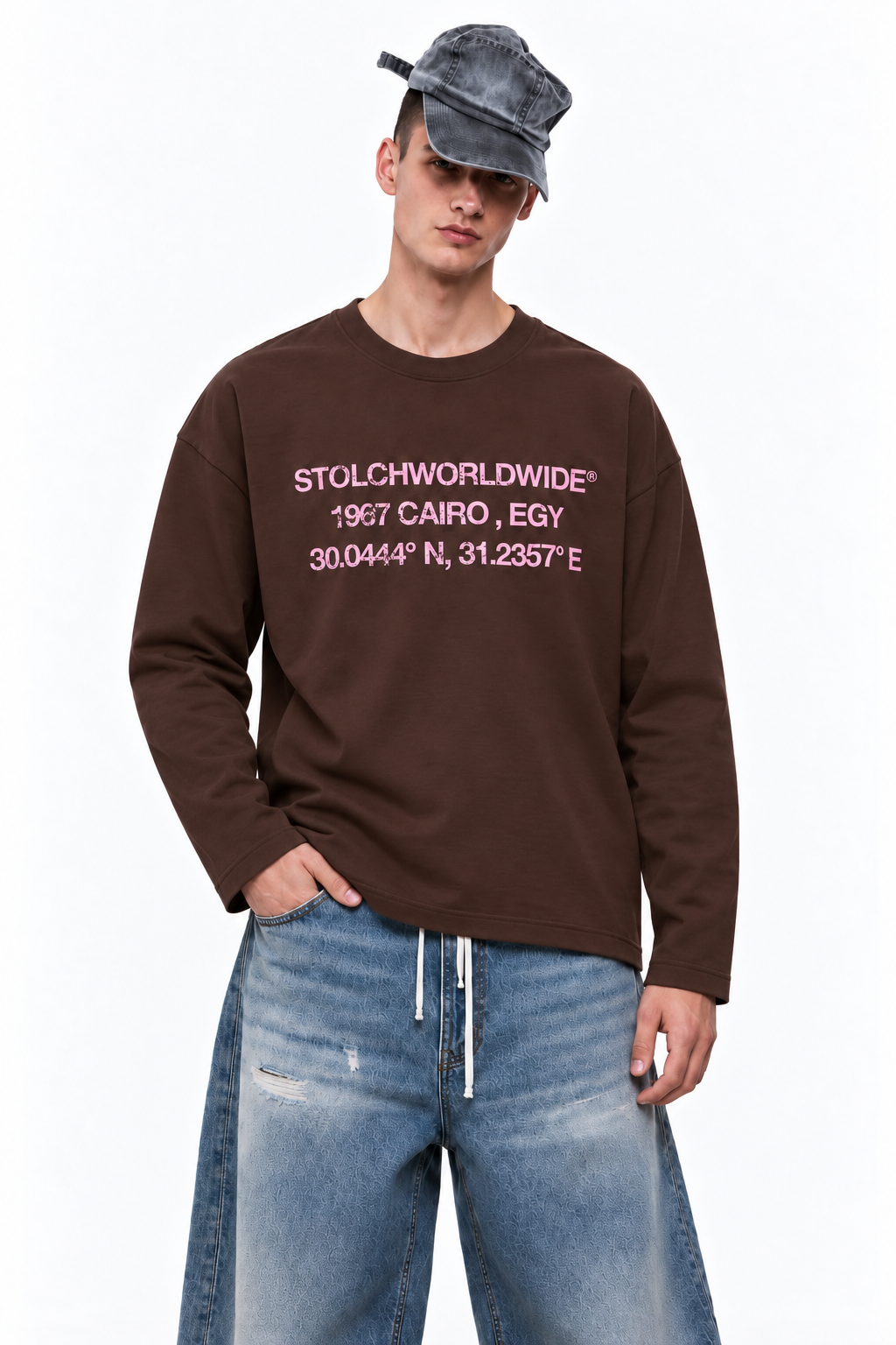 STOLCH 1967 Cairo Long Sleeve — Brown with pink print, variation