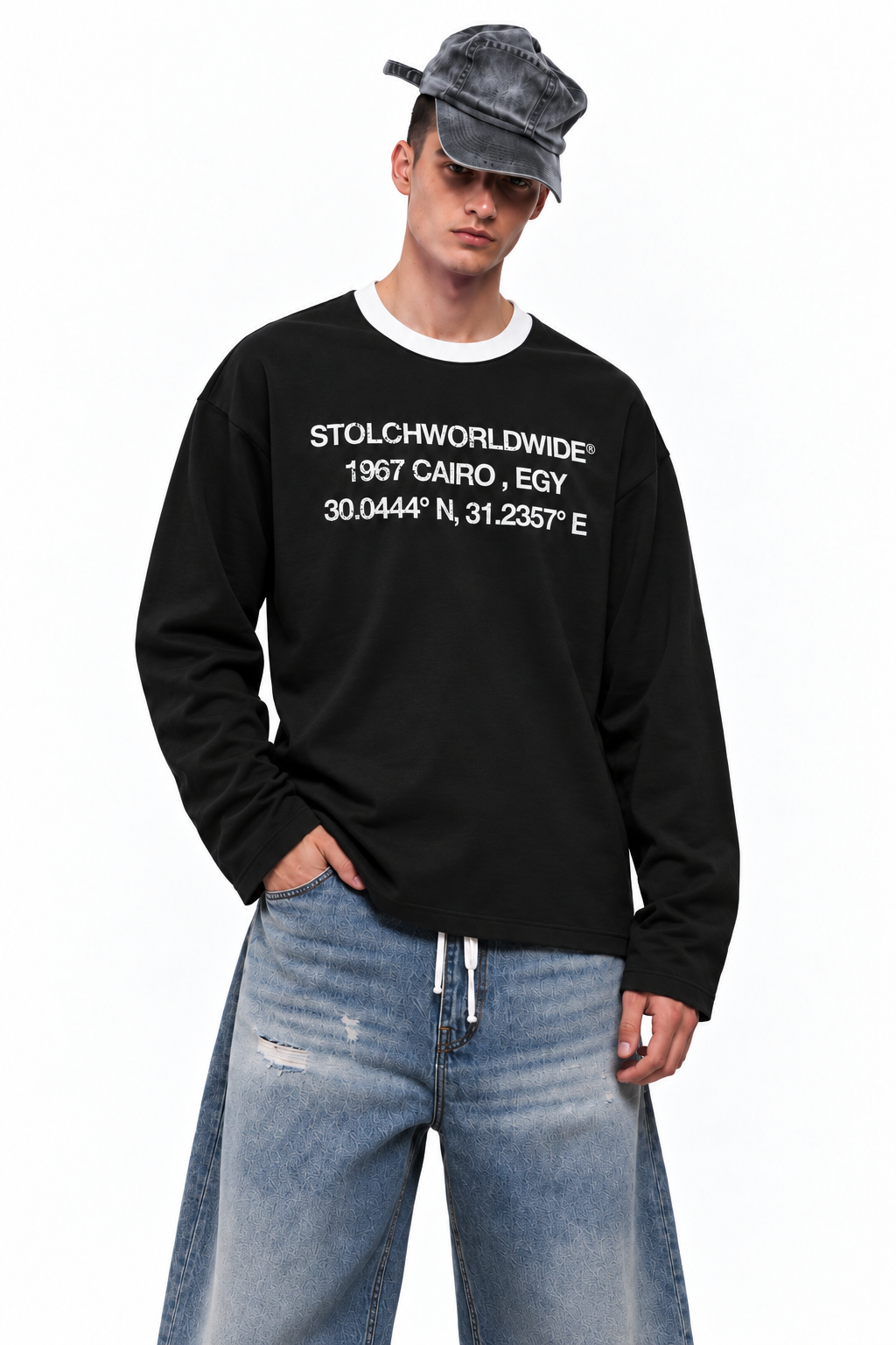 STOLCH 1967 Cairo Long Sleeve — Black with white collar, variation