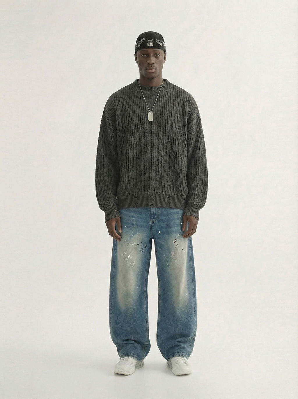 Dark grey ripped knit