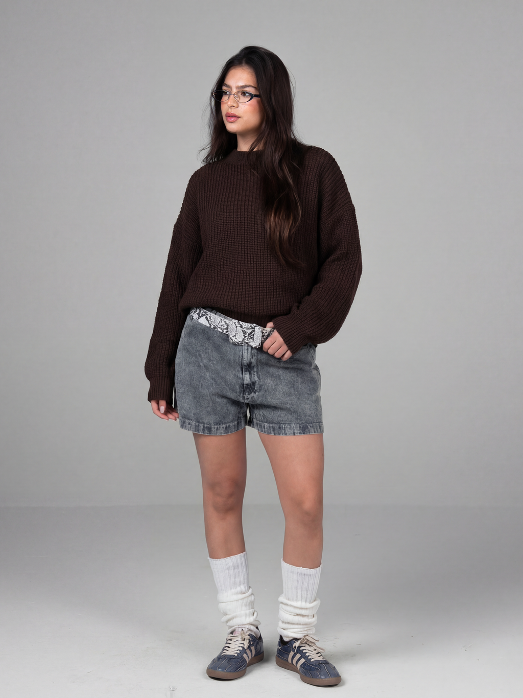 Dark brown ripped knit