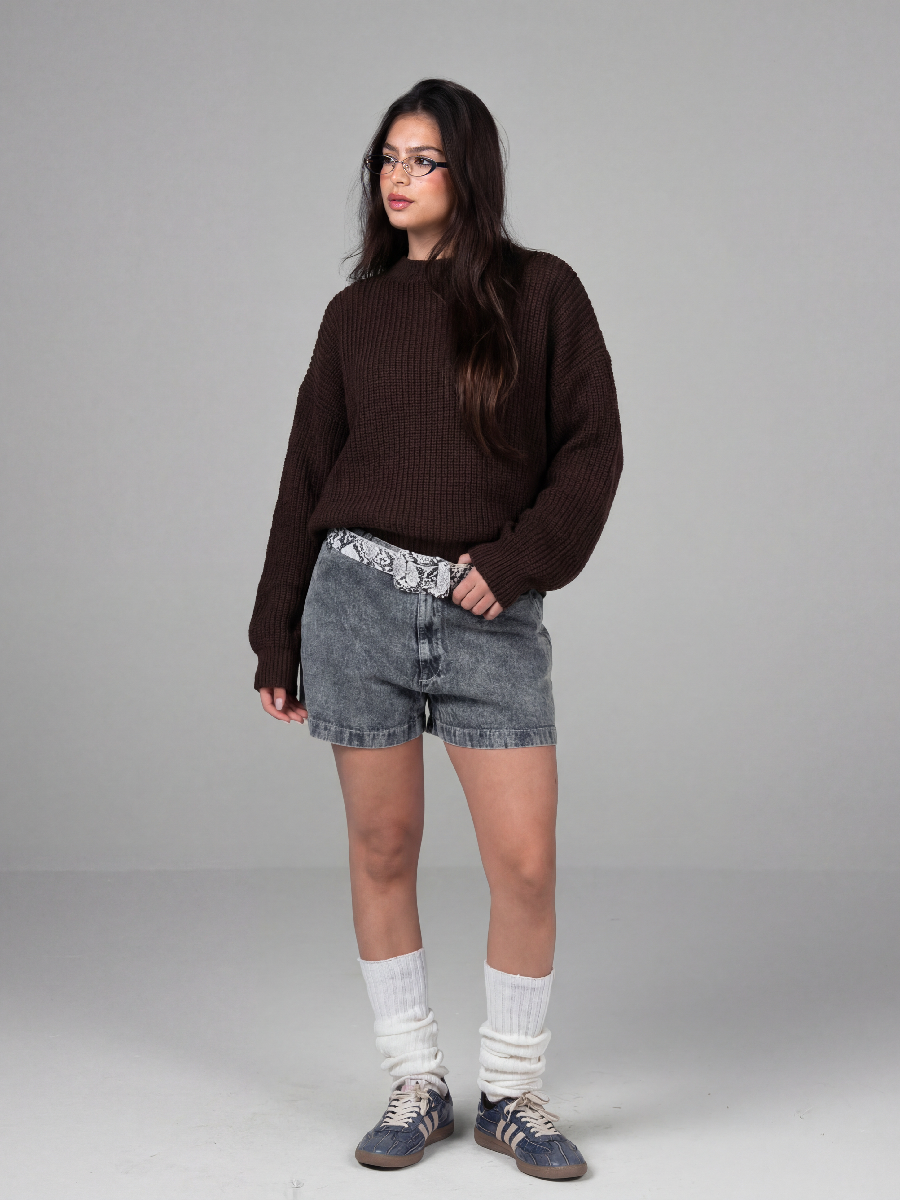 Dark brown ripped knit