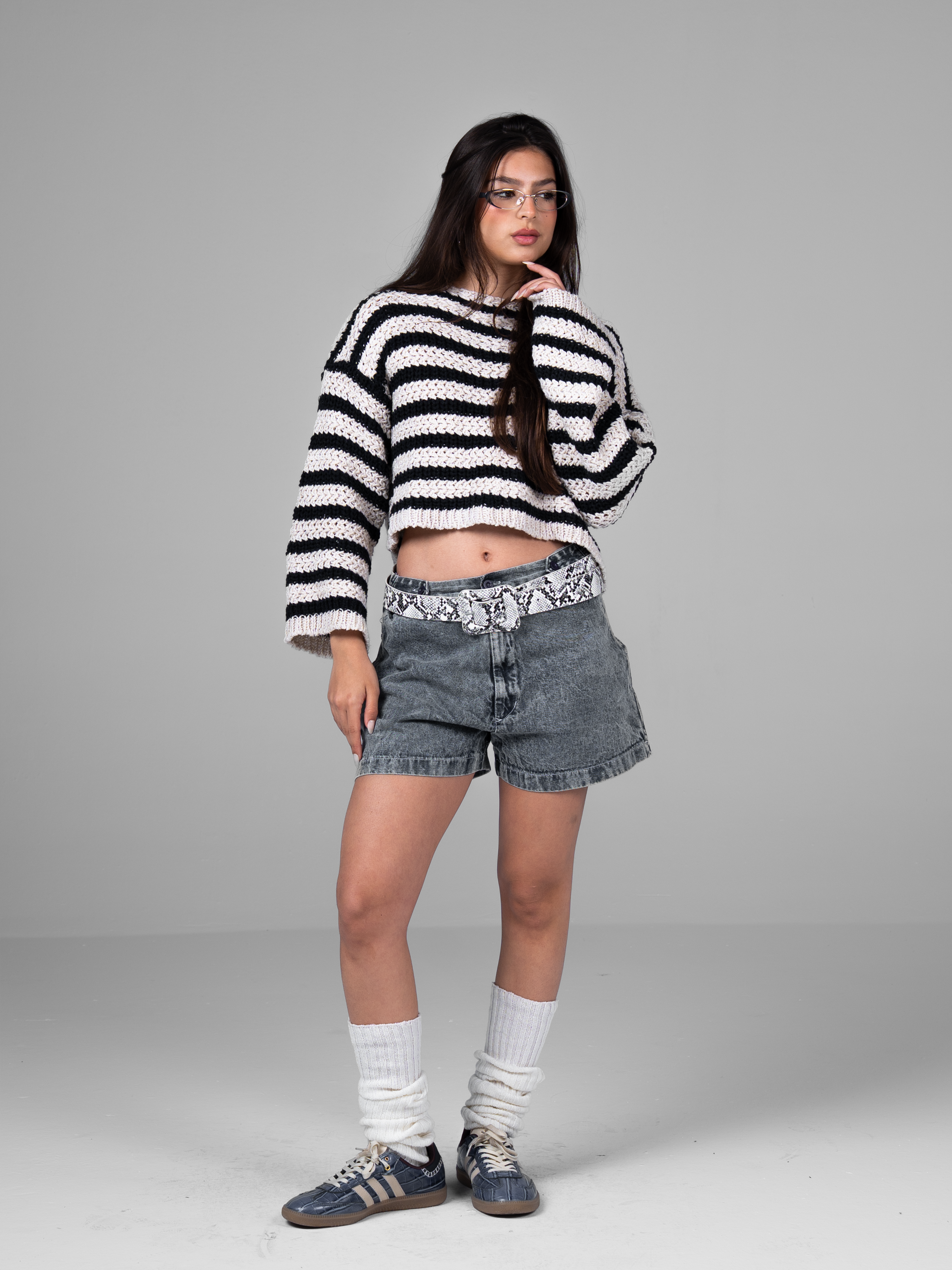 Midnight ripple cropped sweater