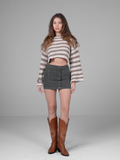 Oatmeal ripple cropped sweater