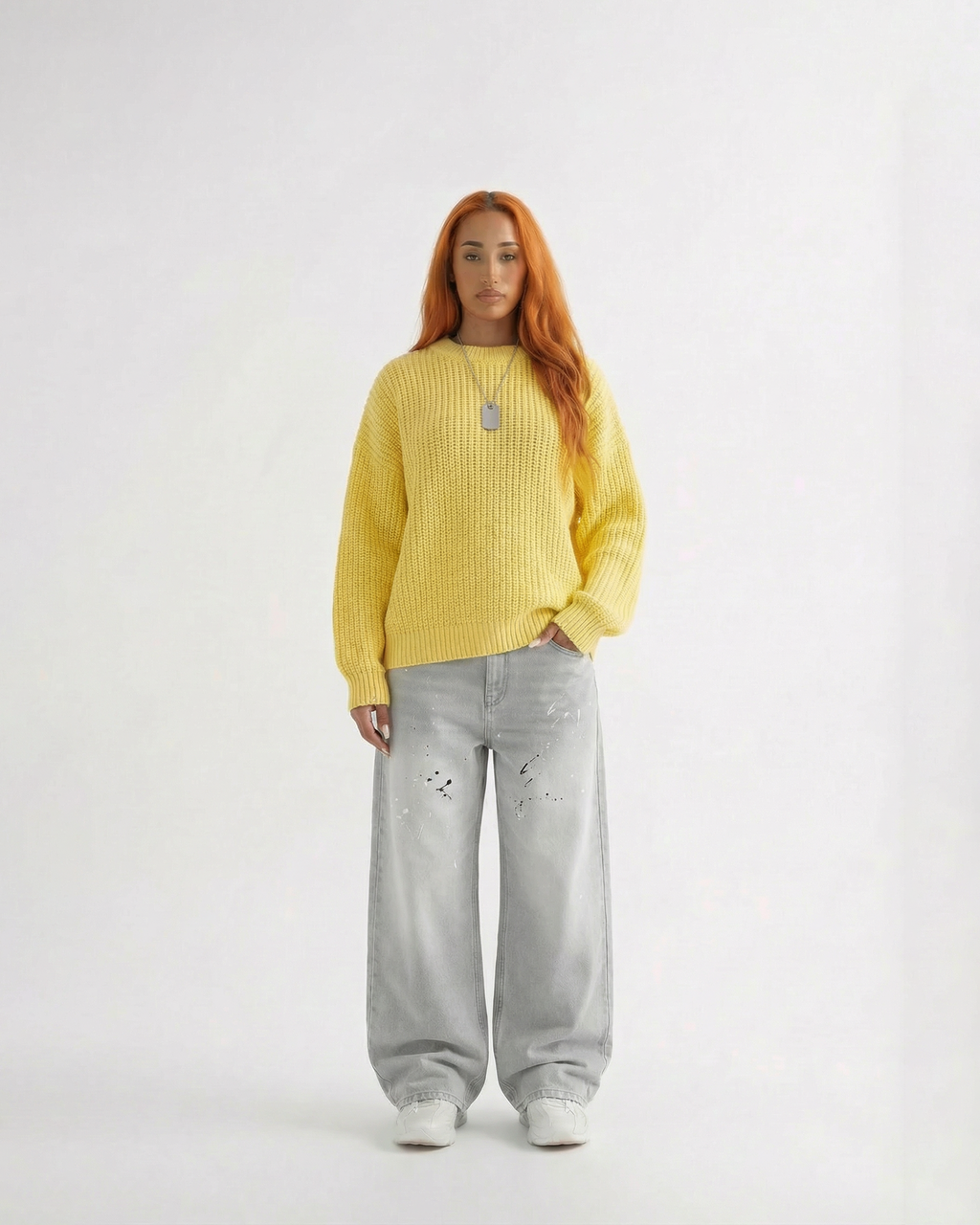 Butter yellow ripped knit