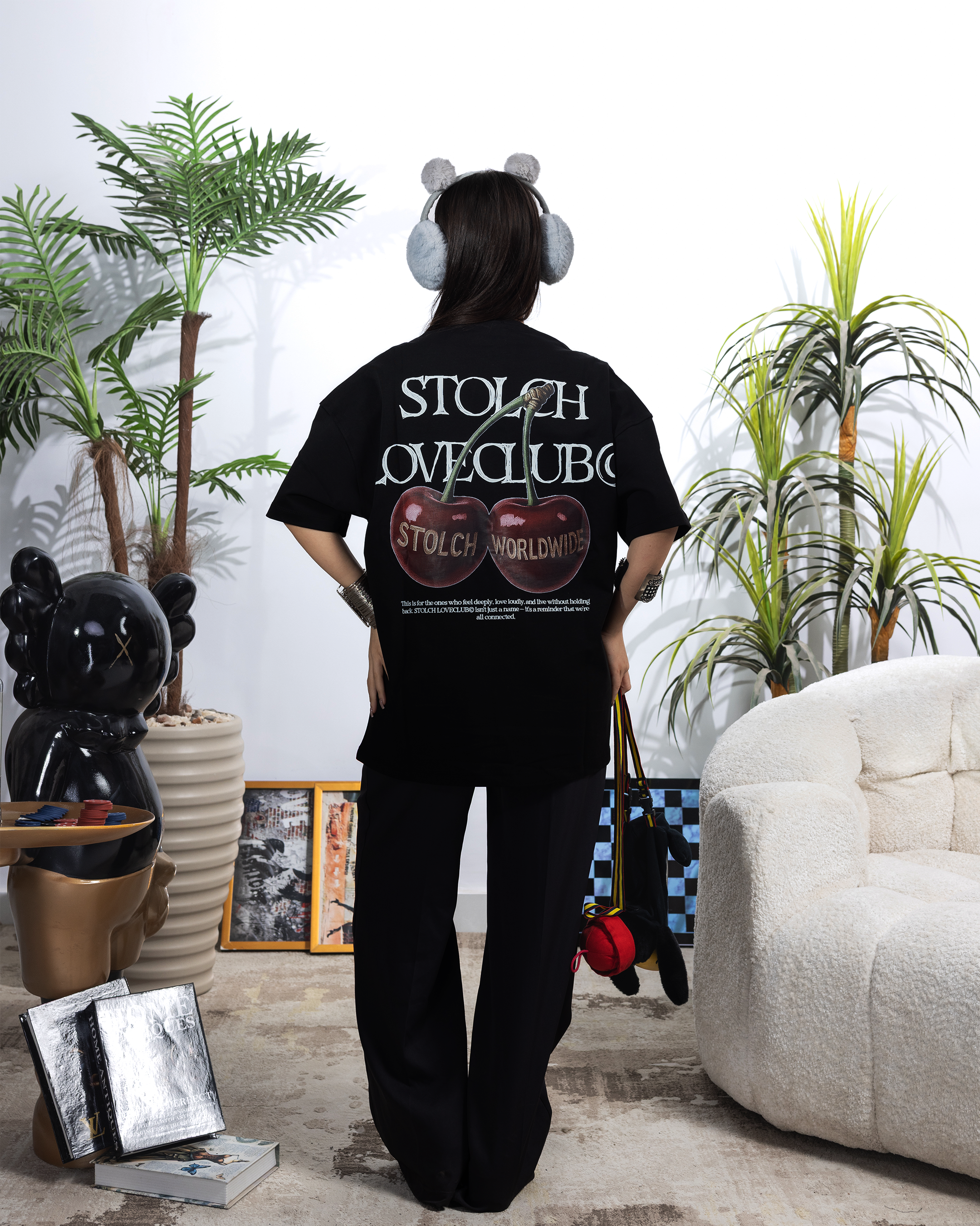 Cherry black tee