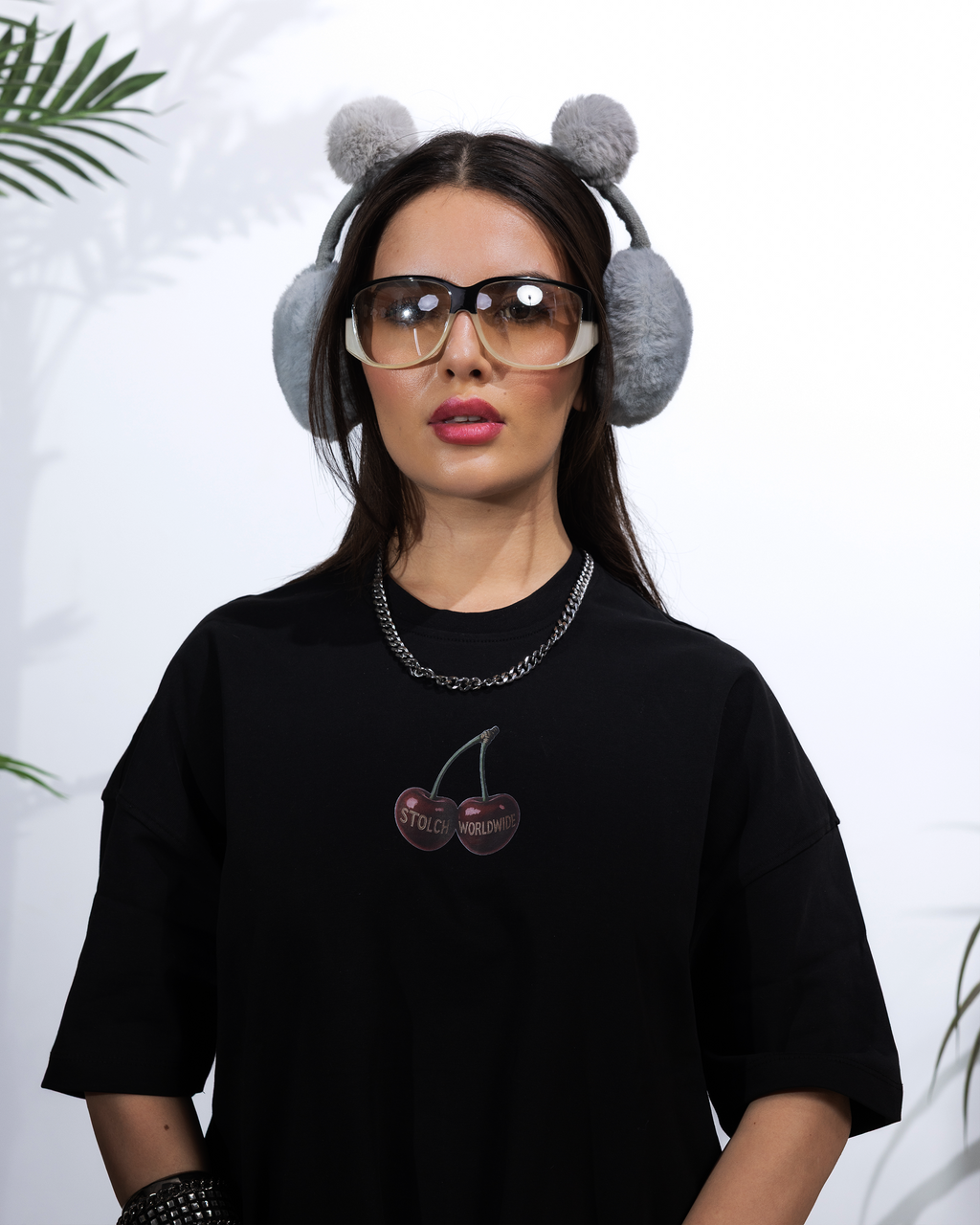 Cherry black tee