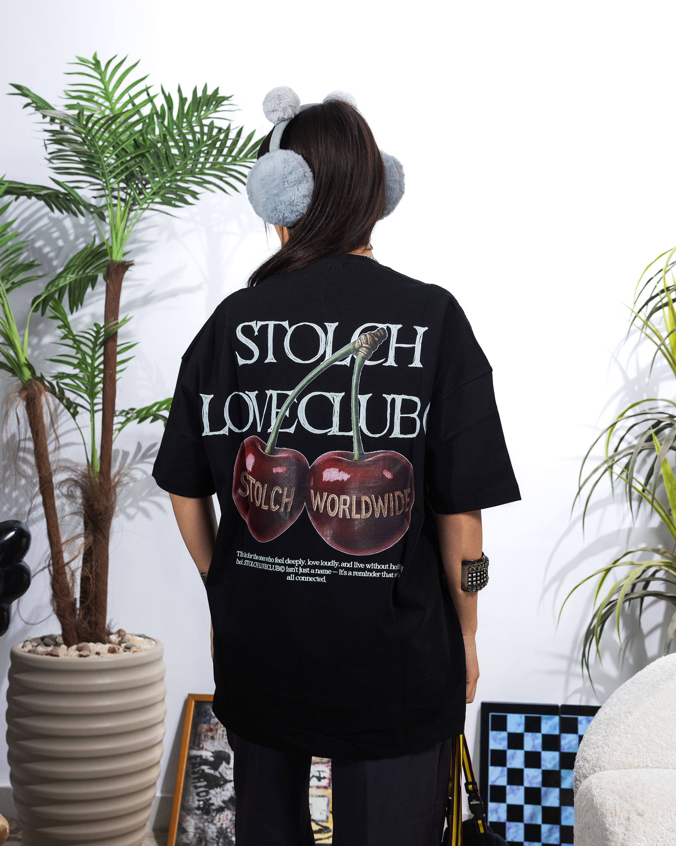 Cherry black tee
