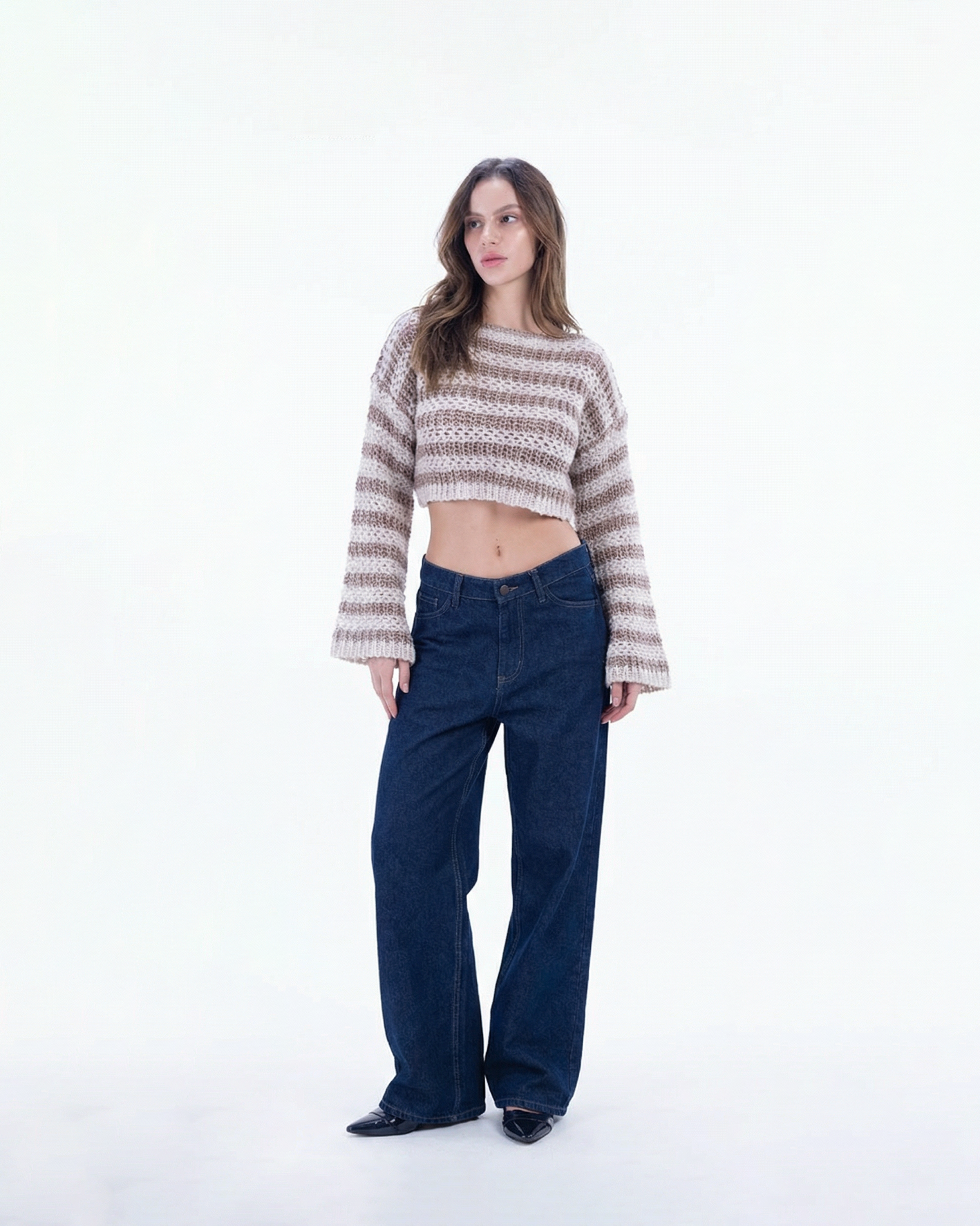Oatmeal ripple cropped sweater