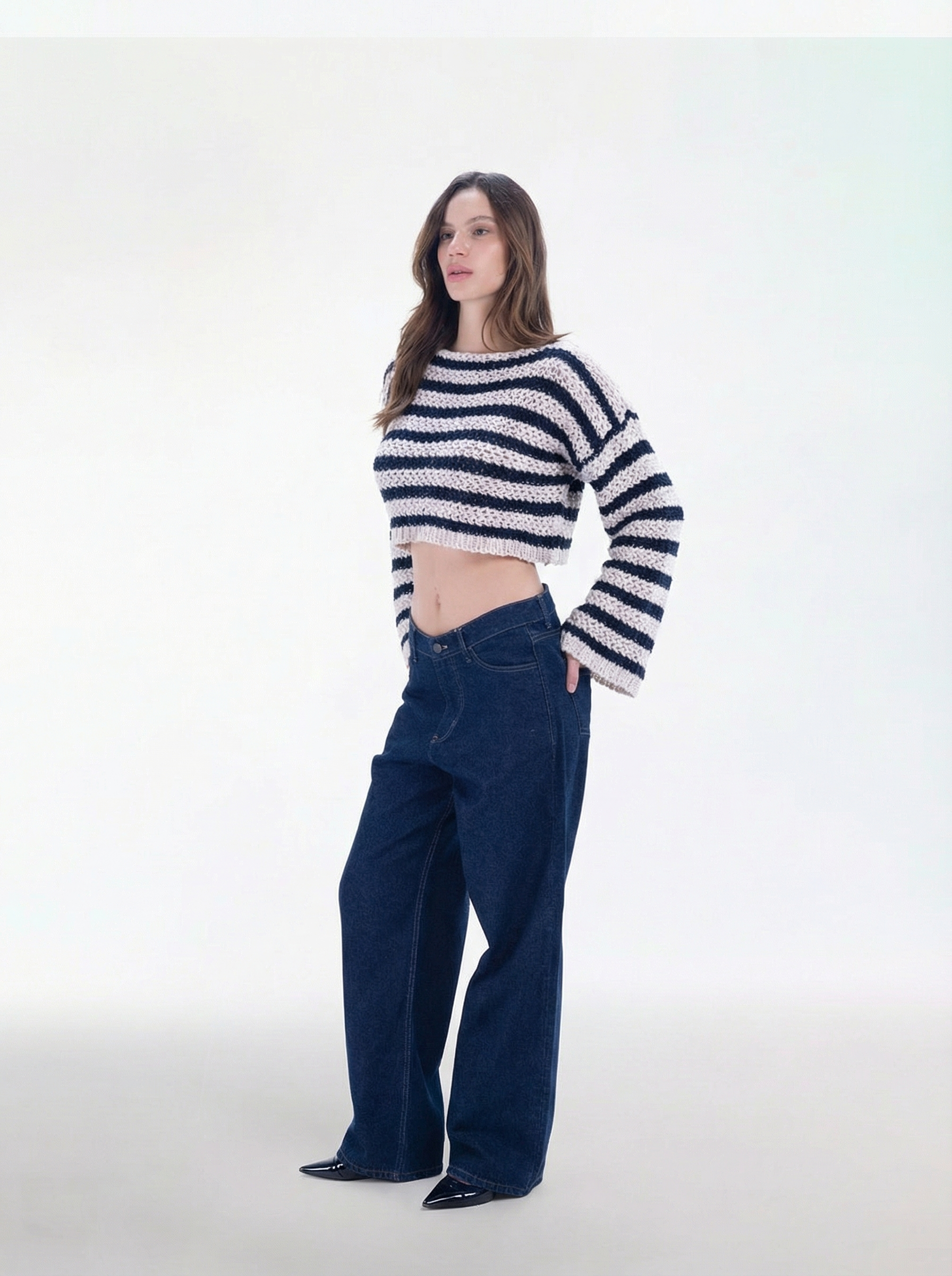 Midnight ripple cropped sweater