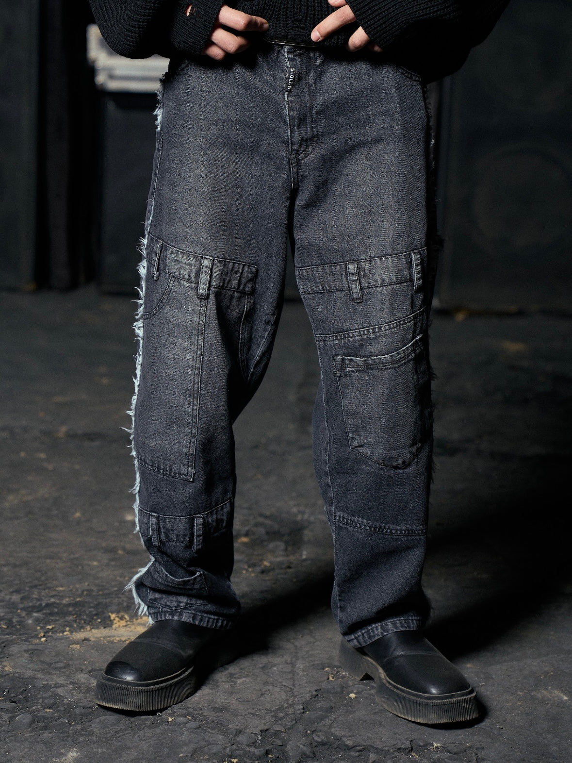 Double patch denim black