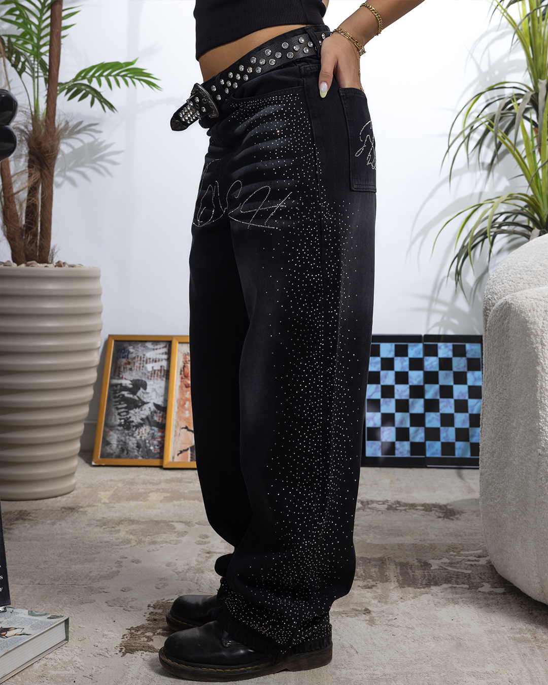 STOLCH STRASS DENIM IN BLACK