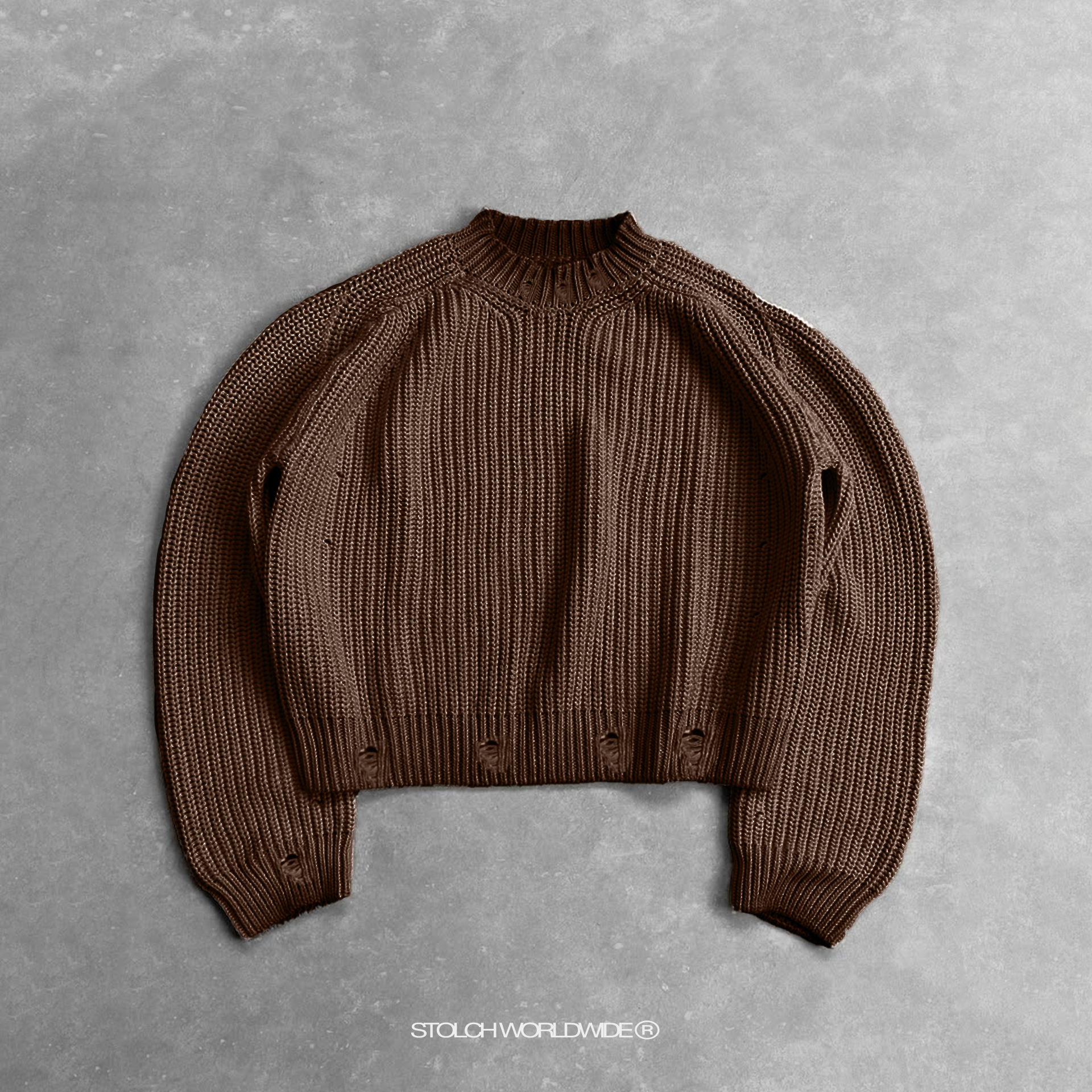 Dark brown ripped knit