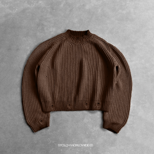 Brown ripped knit