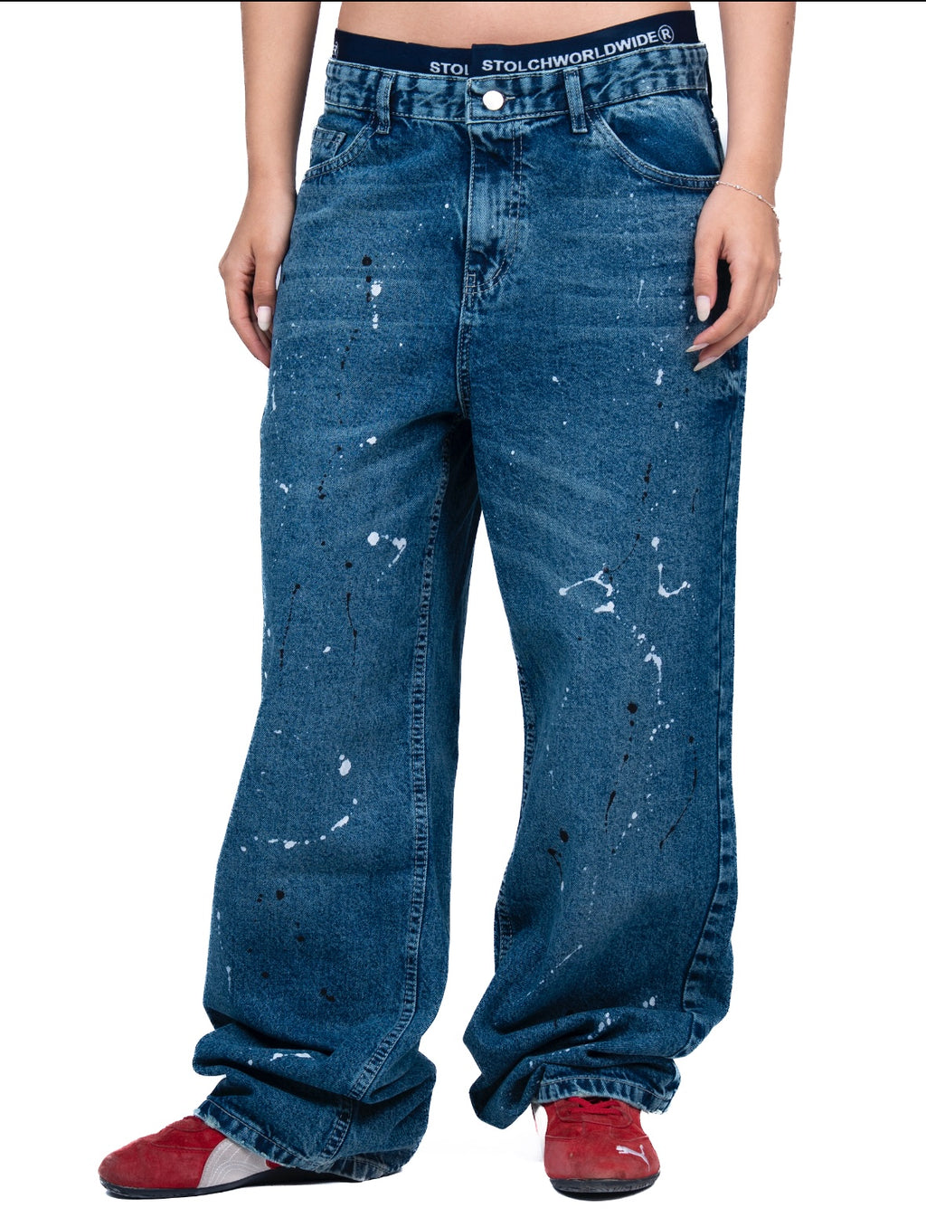 Washed Blue Spots Jeans