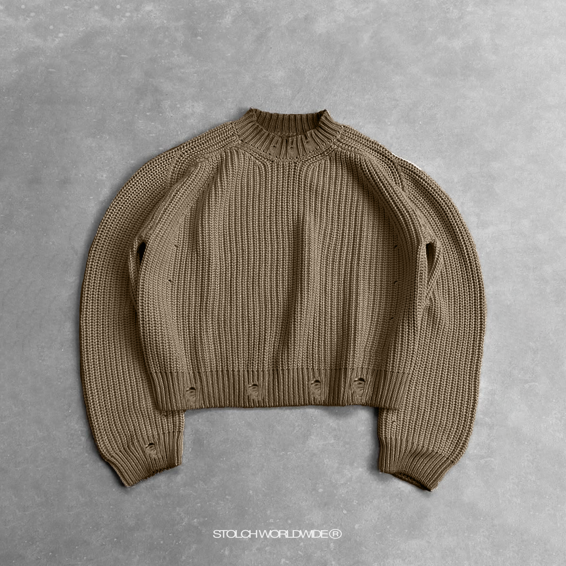 Light brown ripped knit