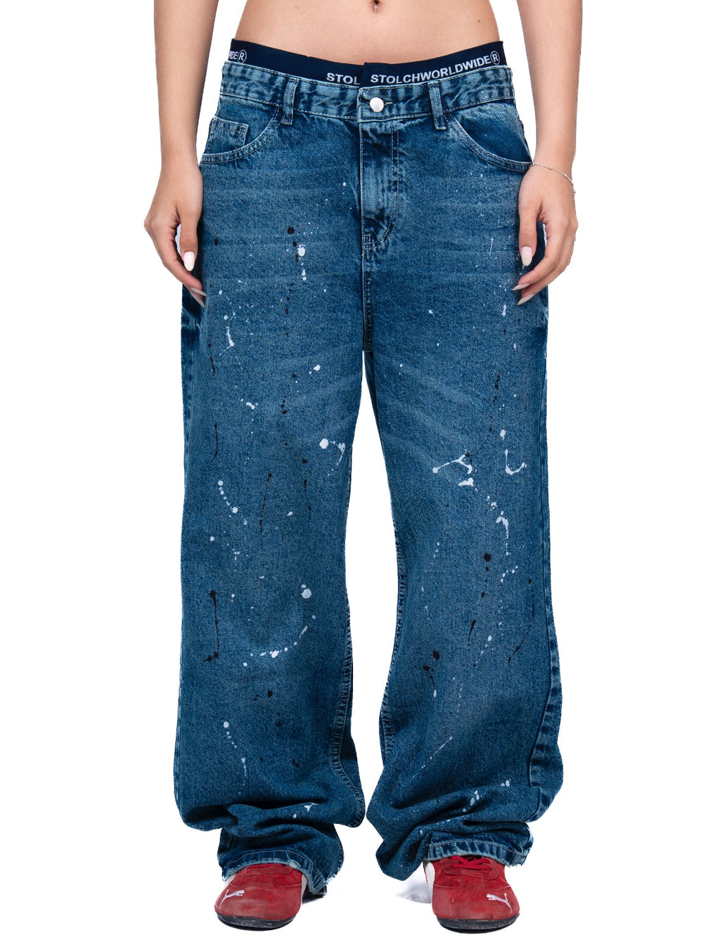 Washed Blue Spots Jeans