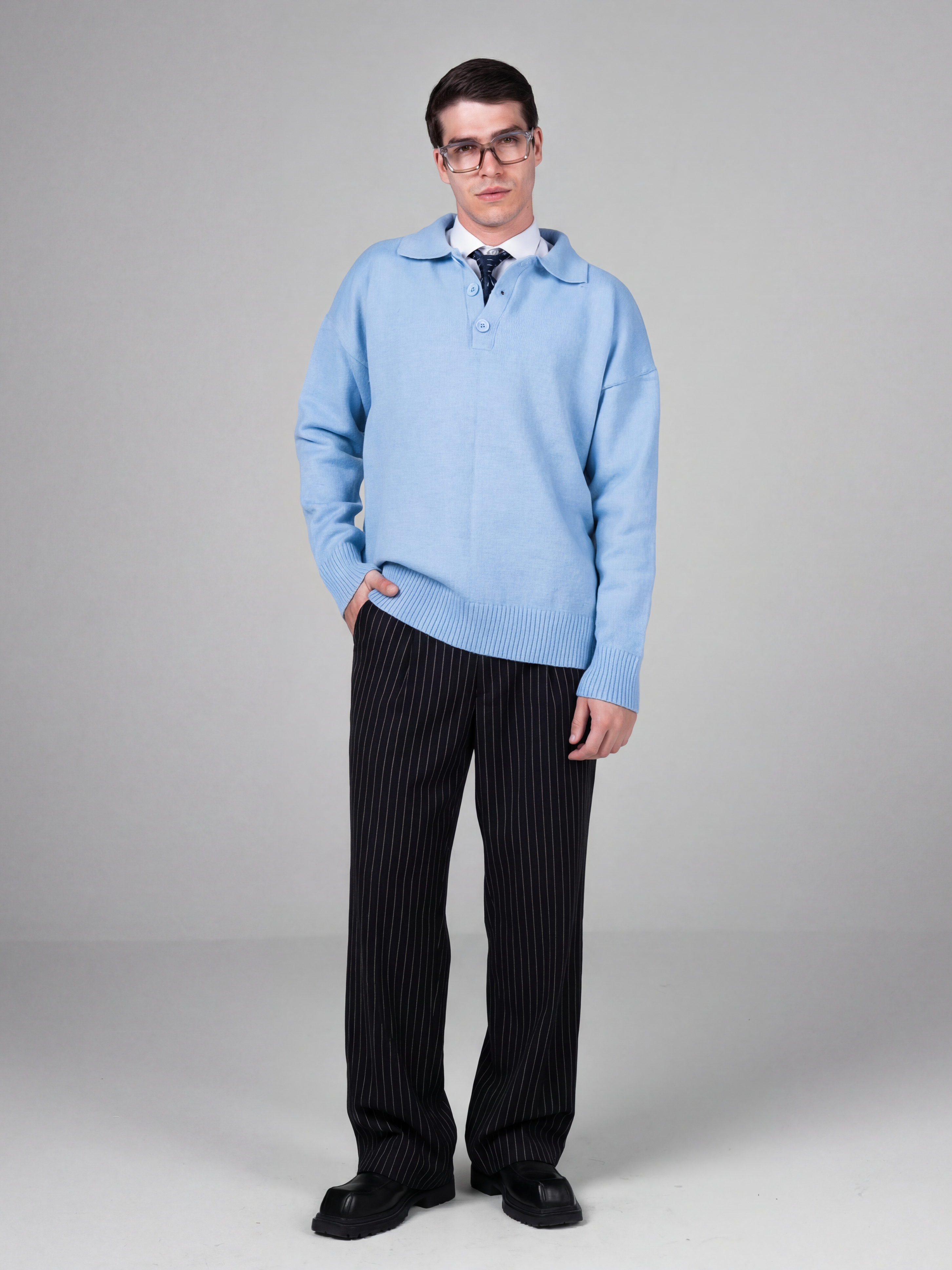 Baby Blue Polo Sweater