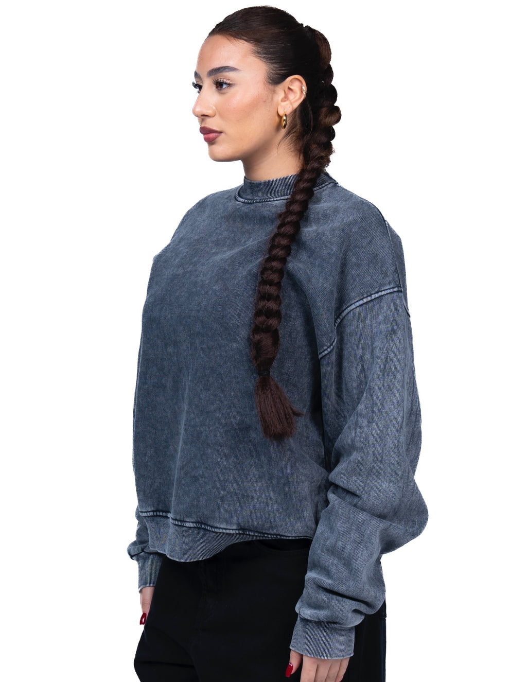 Washed grey Metal Crewneck