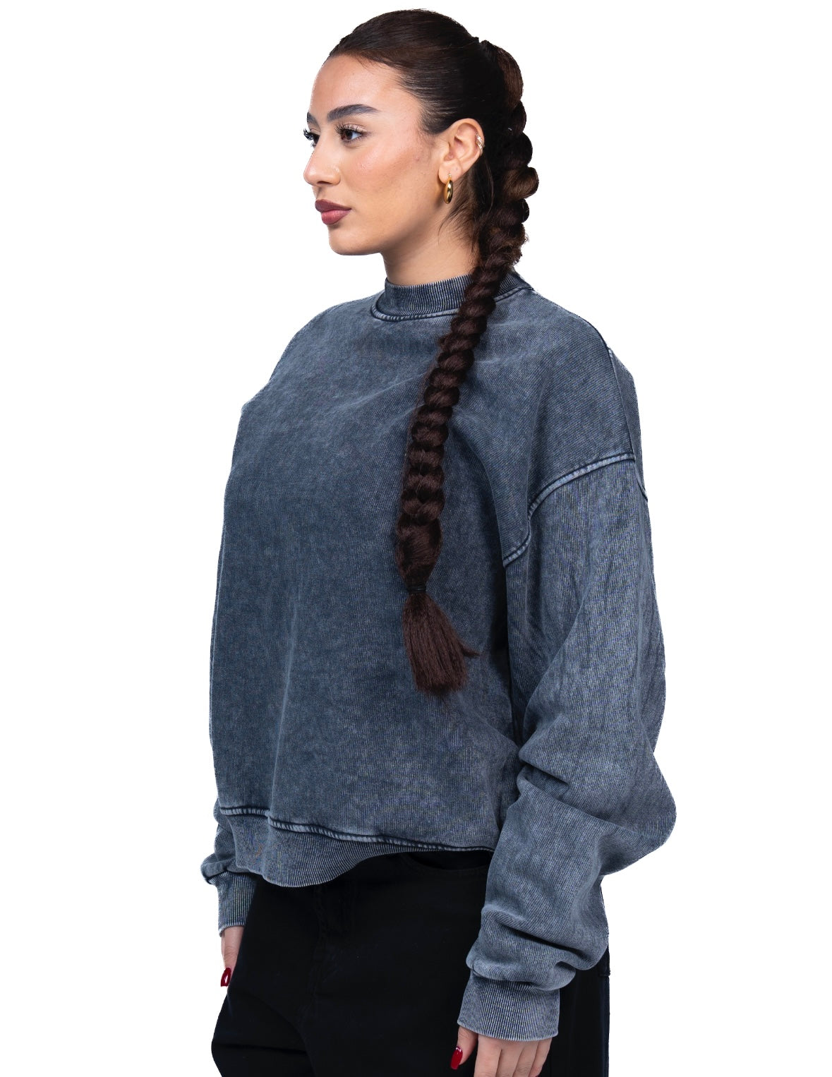 Washed grey Metal Crewneck