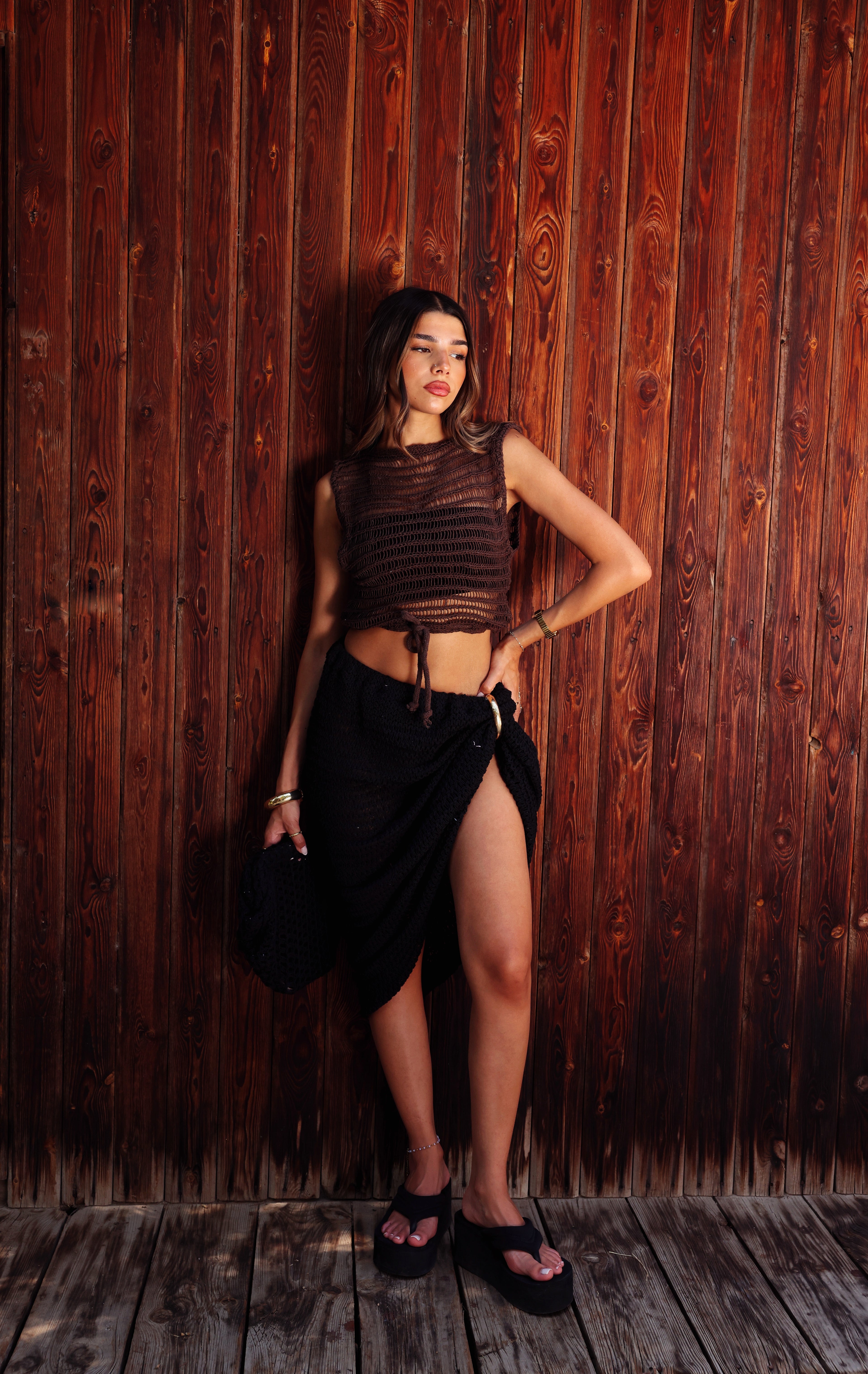 CROPPED KNITTED TOP BLACK