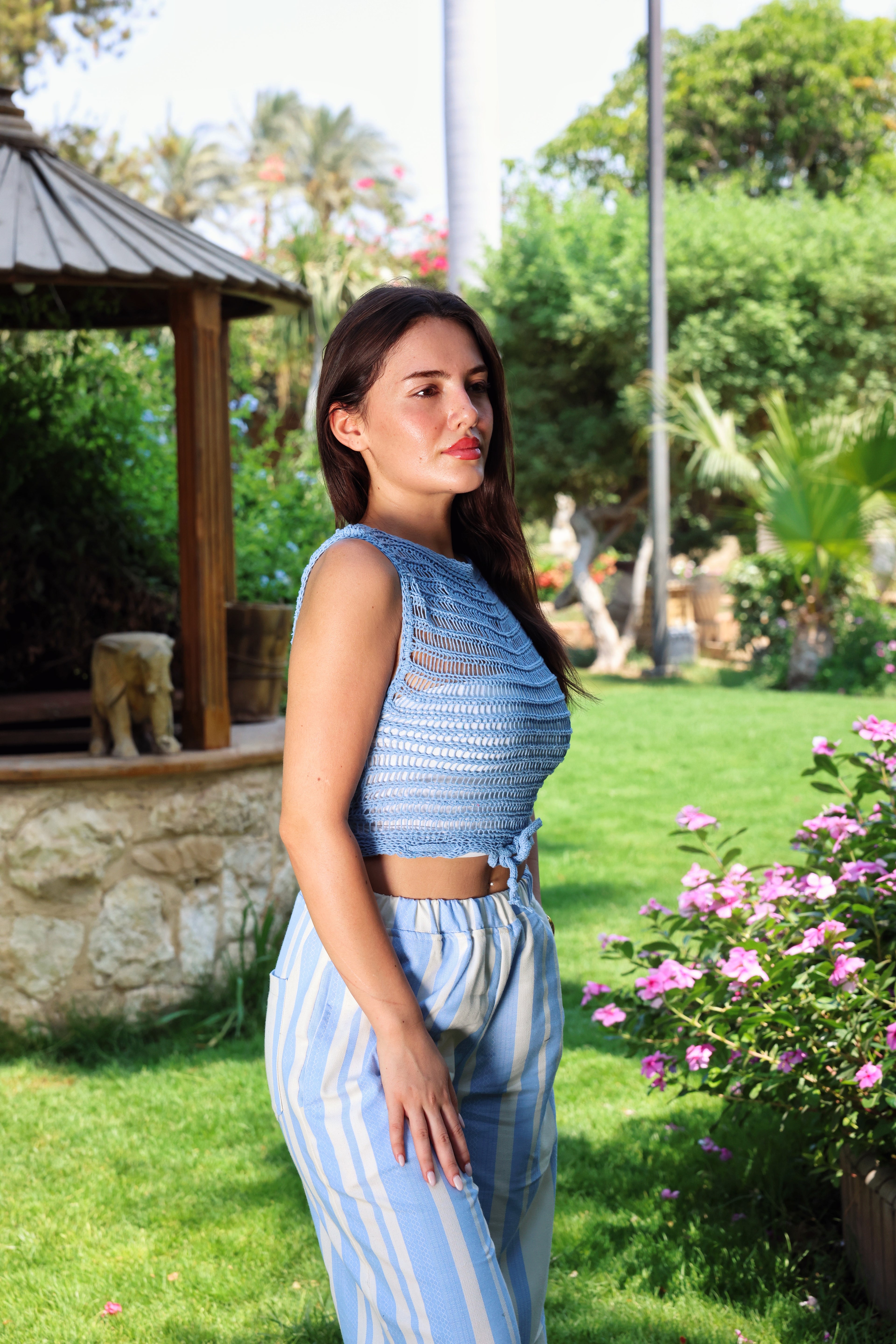 CROPPED KNITTED TOP BABYBLUE