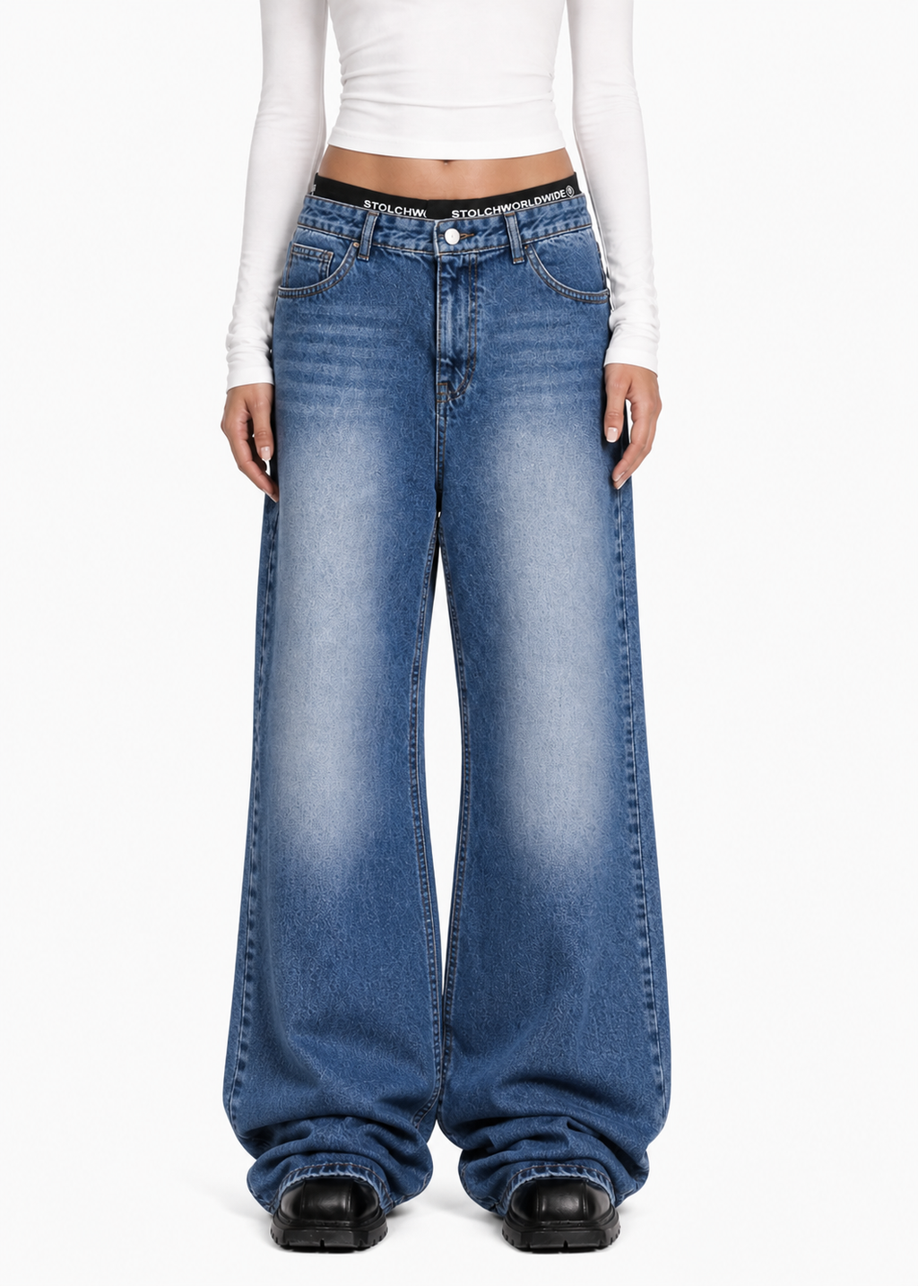 Washed Blue Boxer Jeans | Unisex