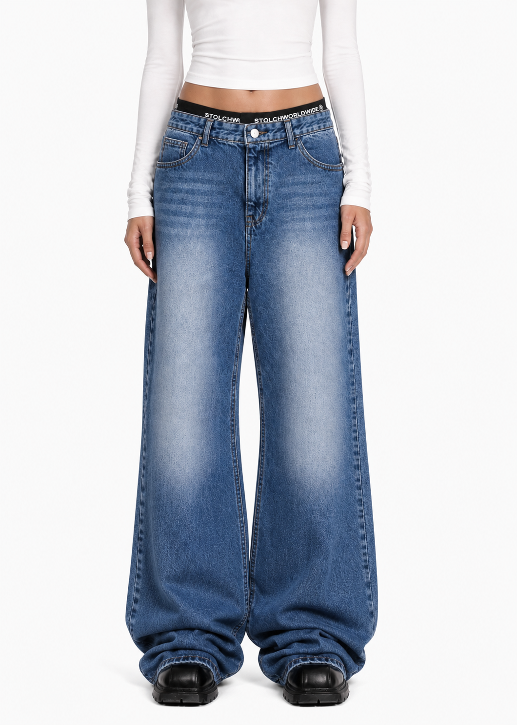 Washed Blue Boxer Jeans | Unisex