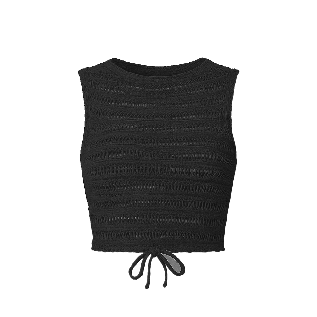 CROPPED KNITTED TOP BLACK
