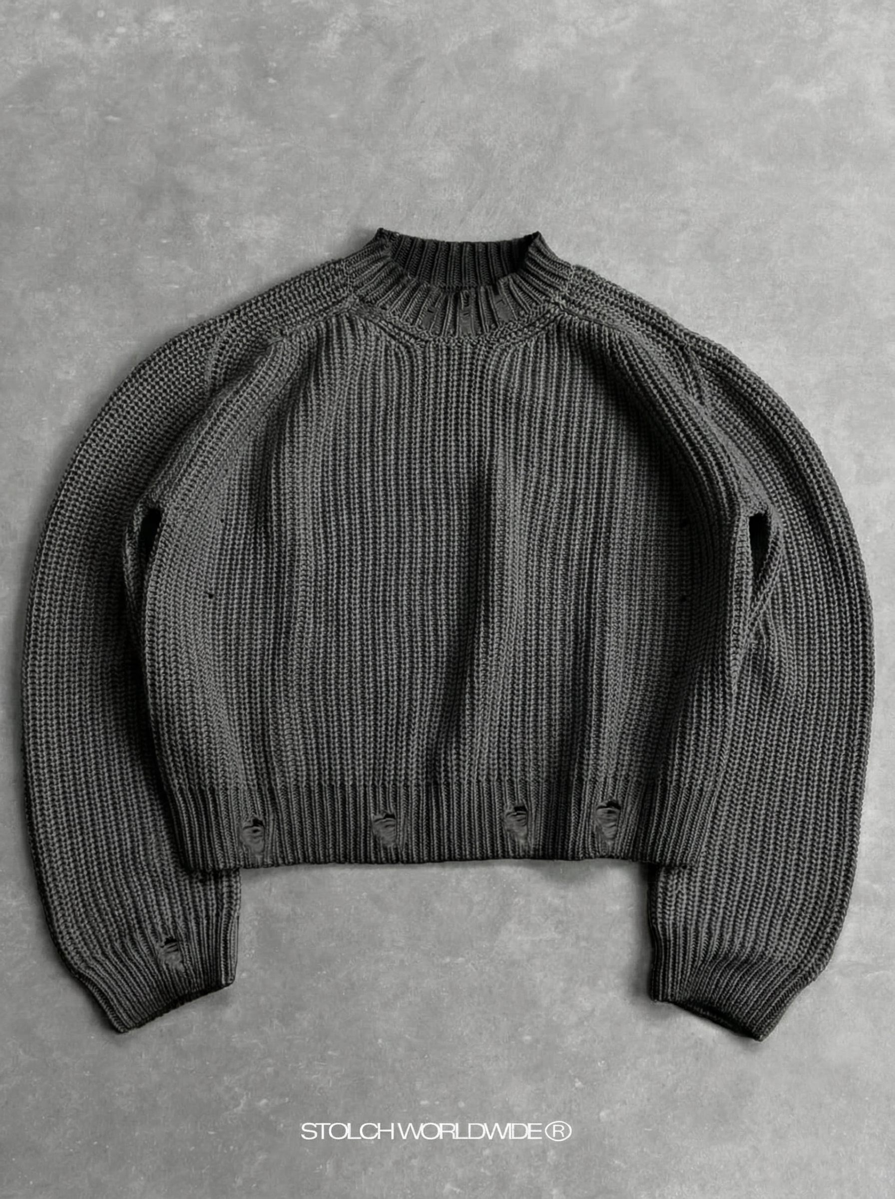 Dark grey ripped knit