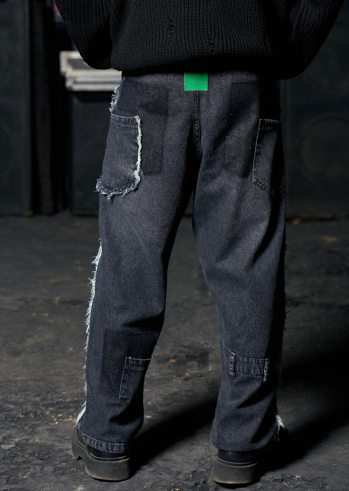 Double patch denim black