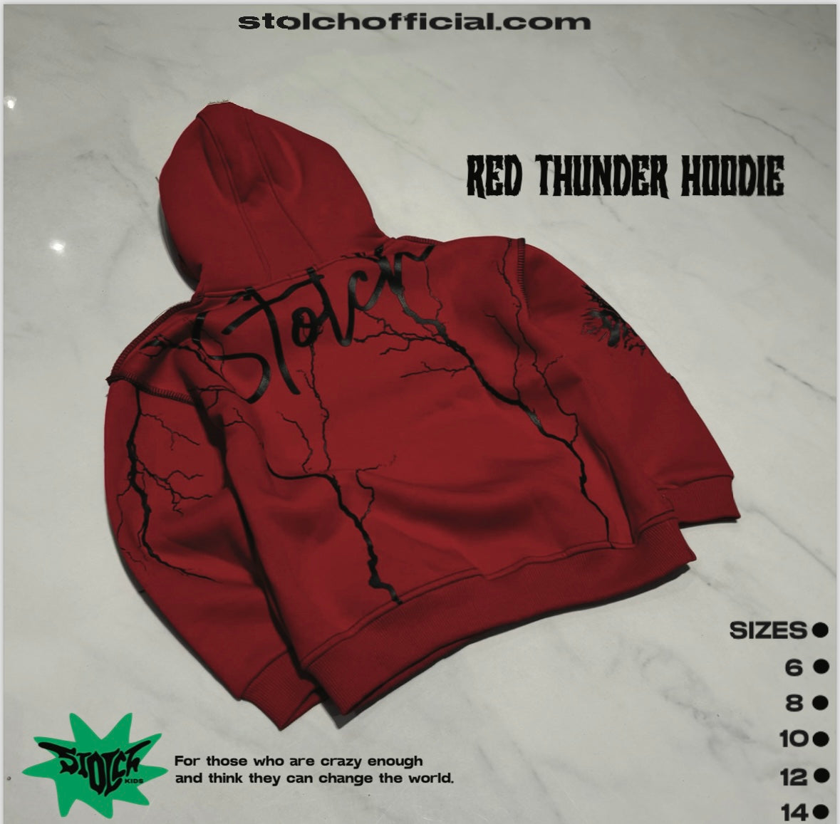 Red thunder Hoodie Kids