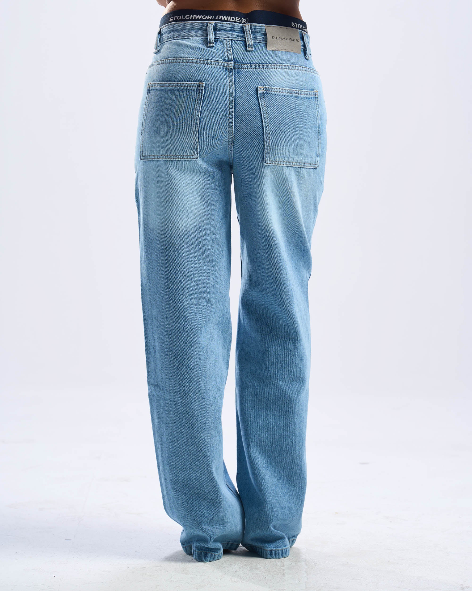 Washed Blue Boxer Jeans | Unisex