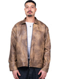 Brown washed leather jacket