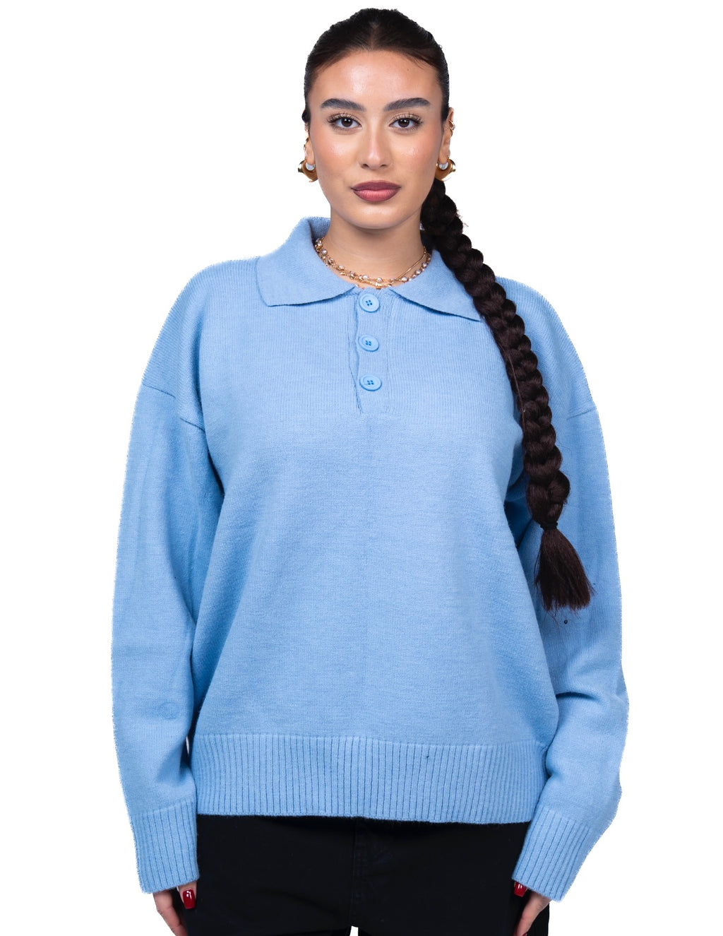 Baby Blue Polo Sweater