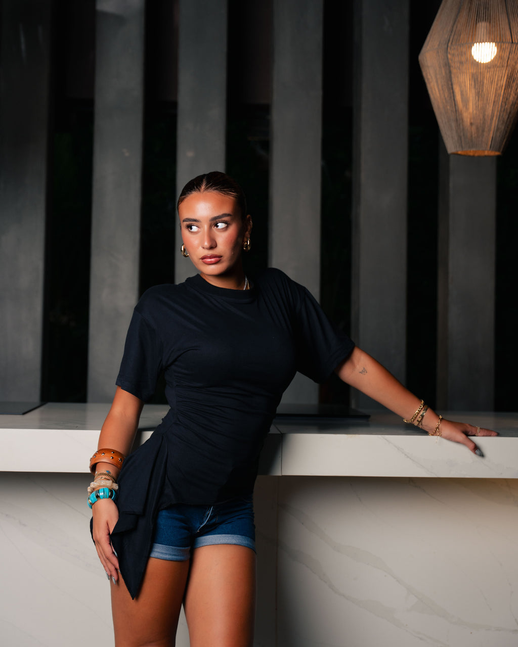 black v cut tee