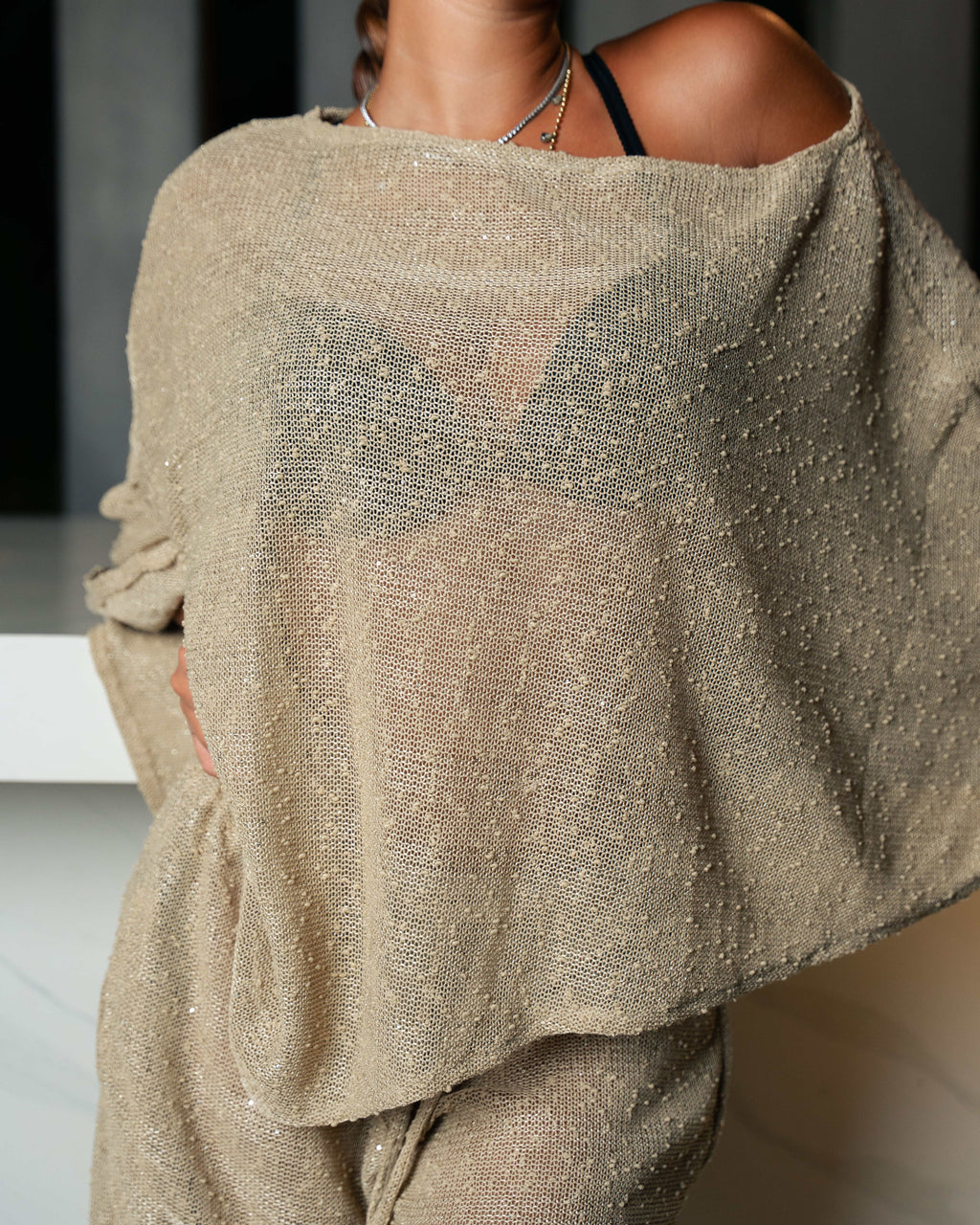 beige sparkle set