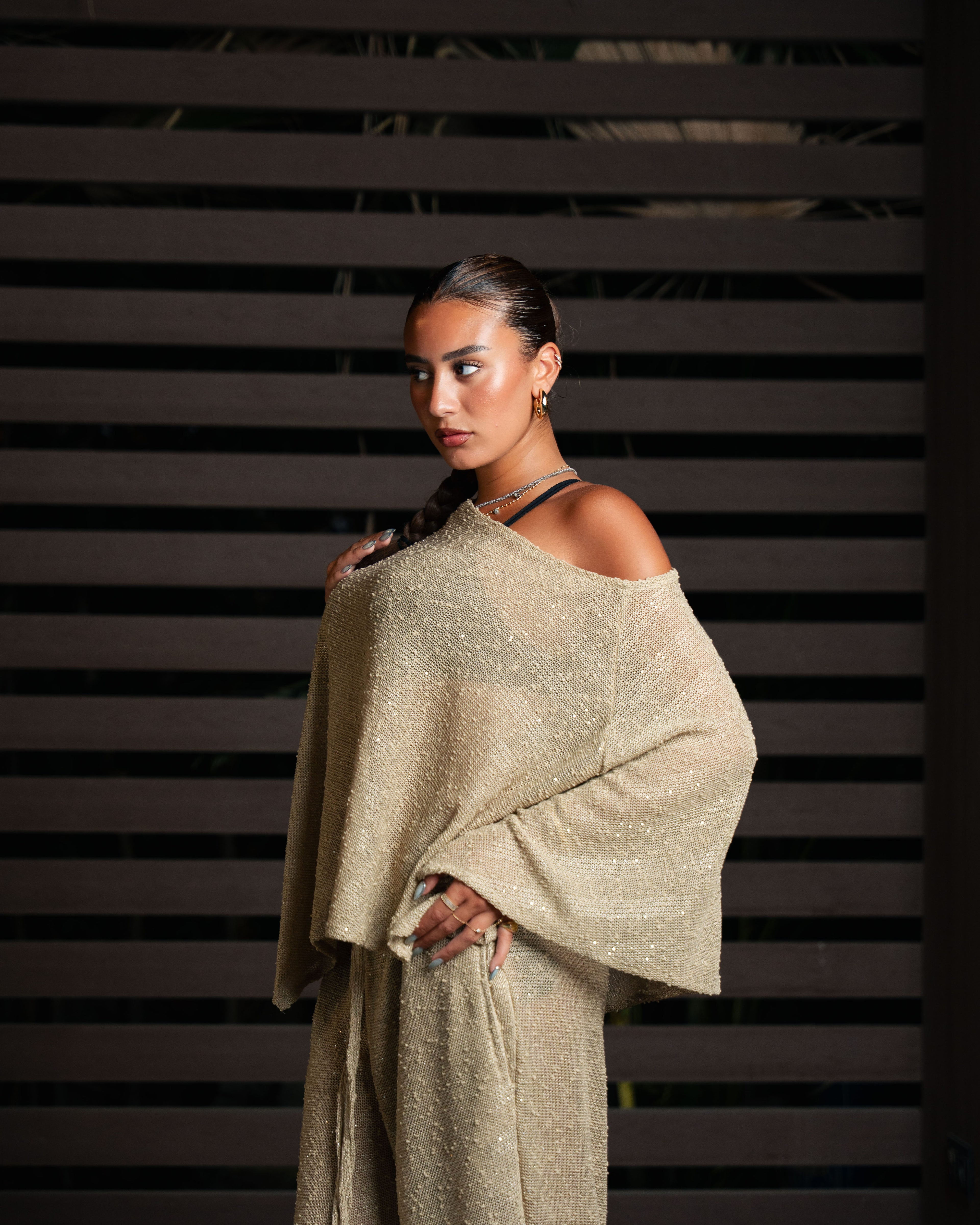 beige sparkle set